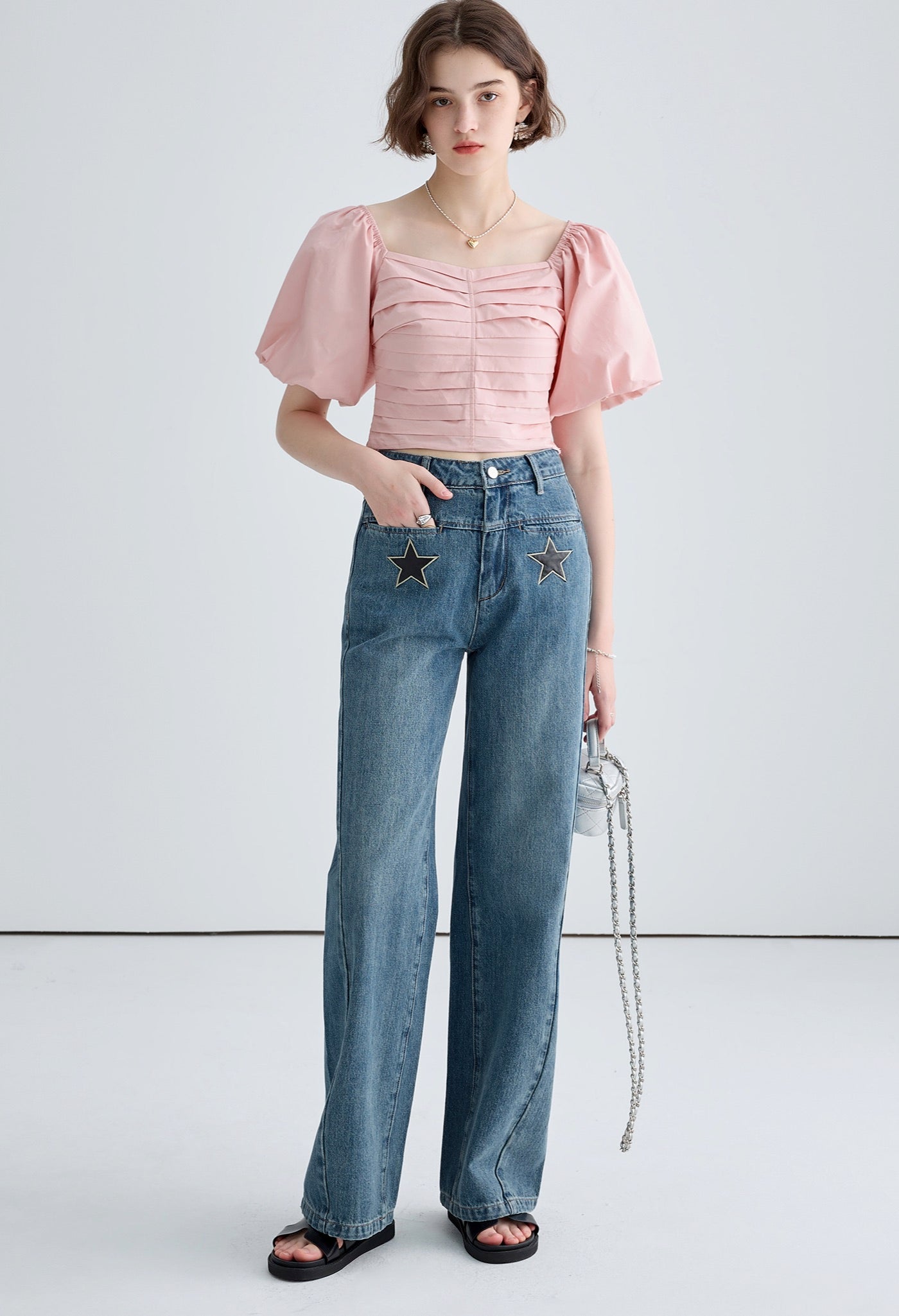 pleats,slim,top,pink,simple,cute,cool,sexy