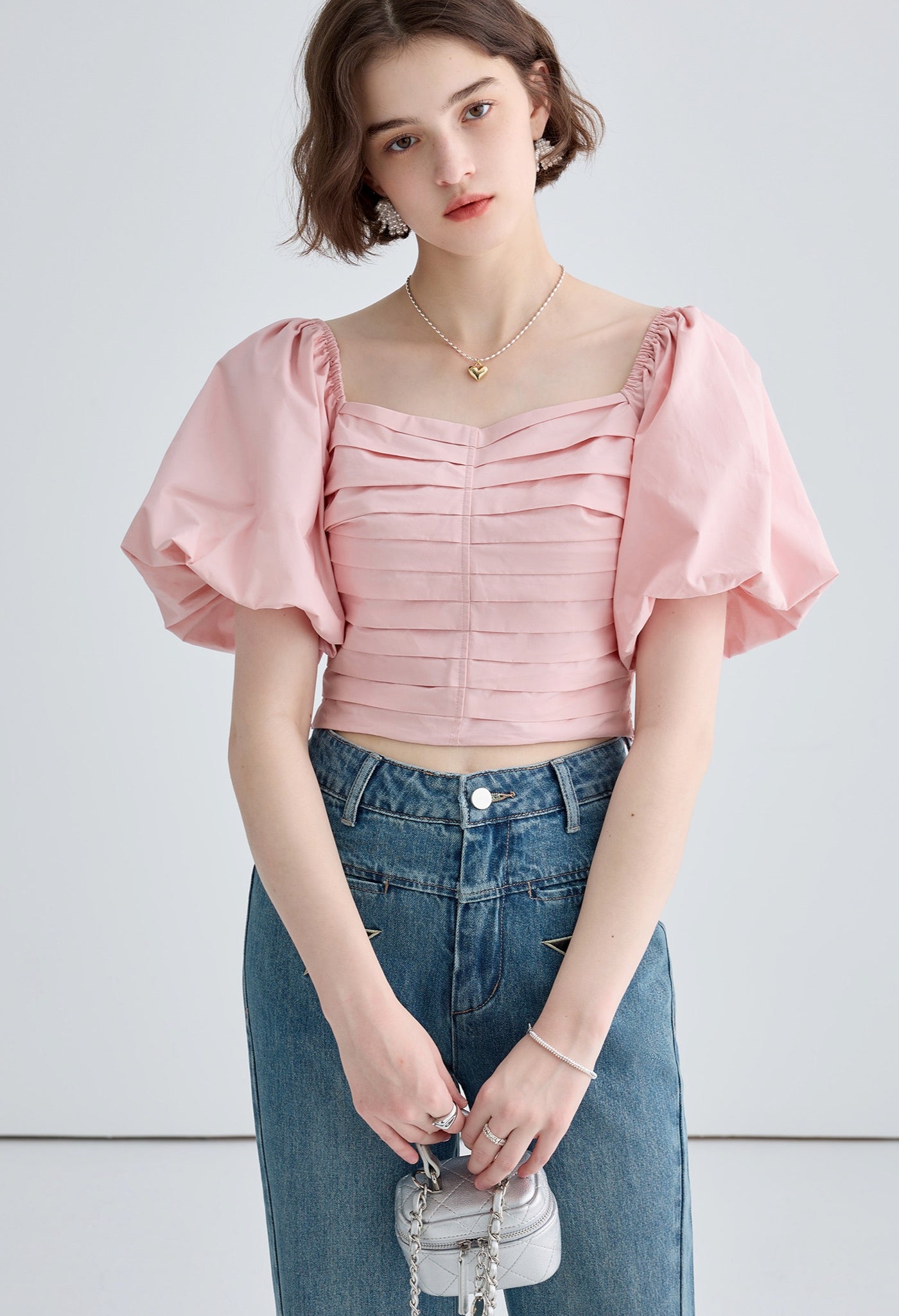 pleats,slim,top,pink,simple,cute,cool,sexy