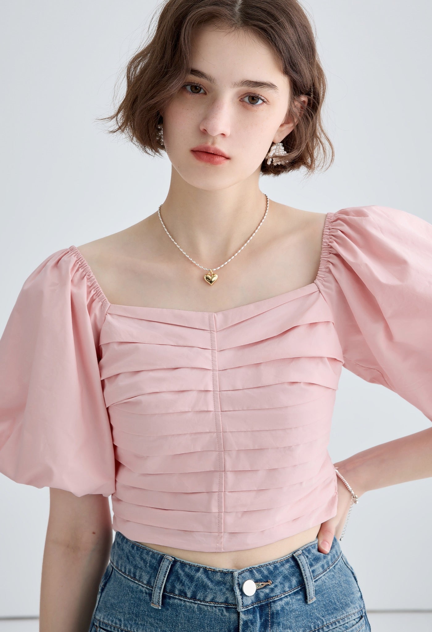 pleats,slim,top,pink,simple,cute,cool,sexy