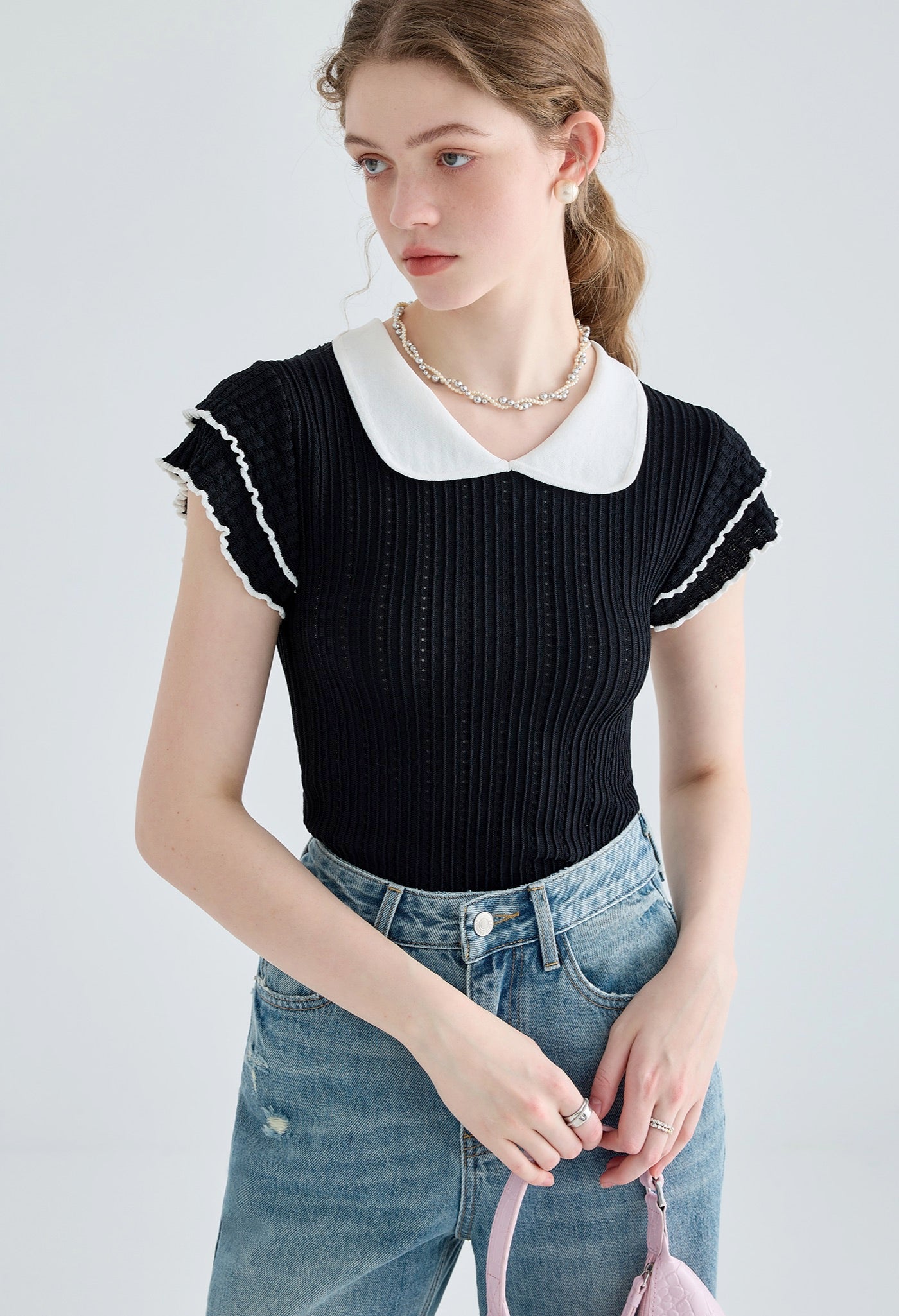 doll,collar,knit,black,simple,cute,cool,sexy