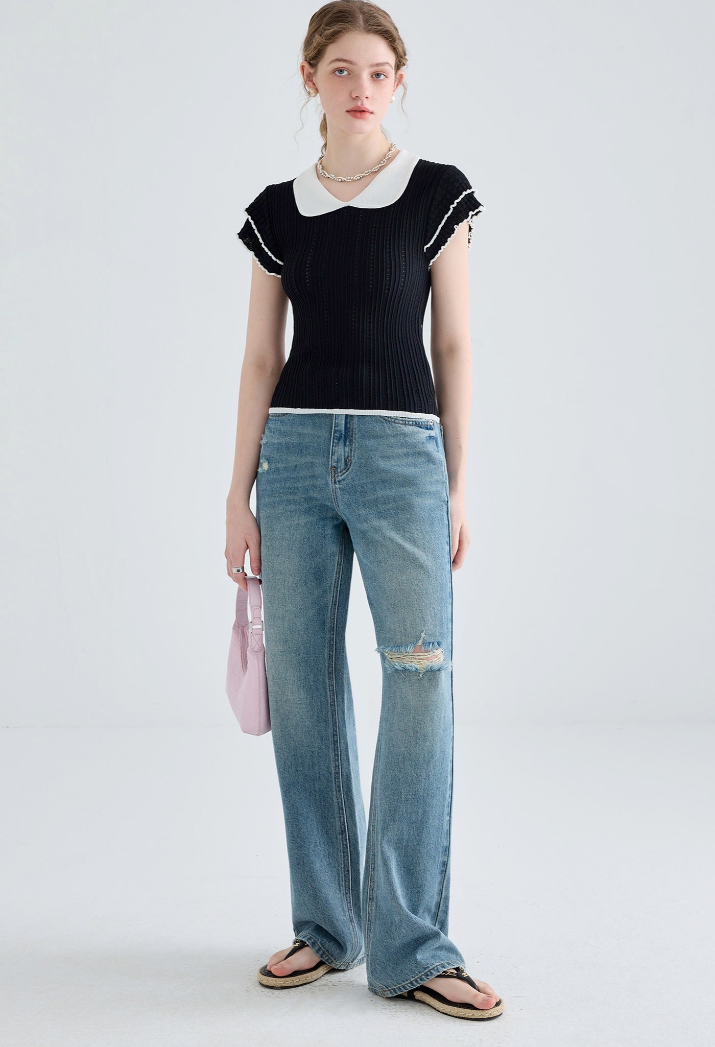 doll,collar,knit,black,simple,cute,cool,sexy