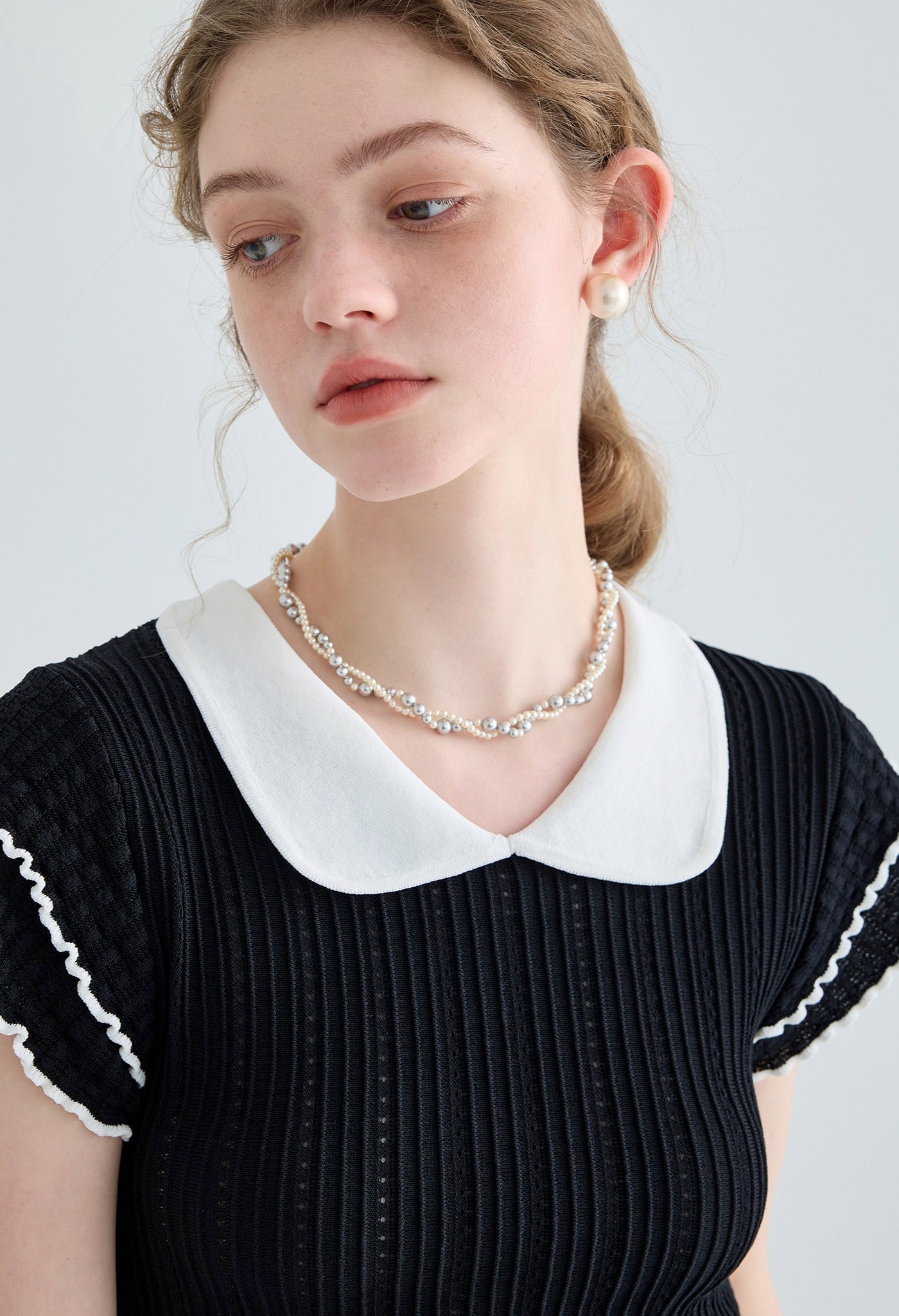 doll,collar,knit,black,simple,cute,cool,sexy