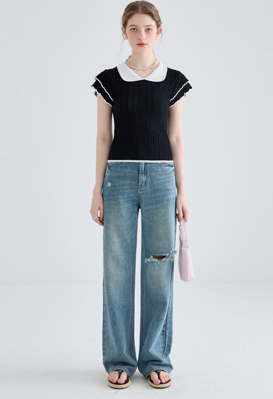 doll,collar,knit,black,simple,cute,cool,sexy