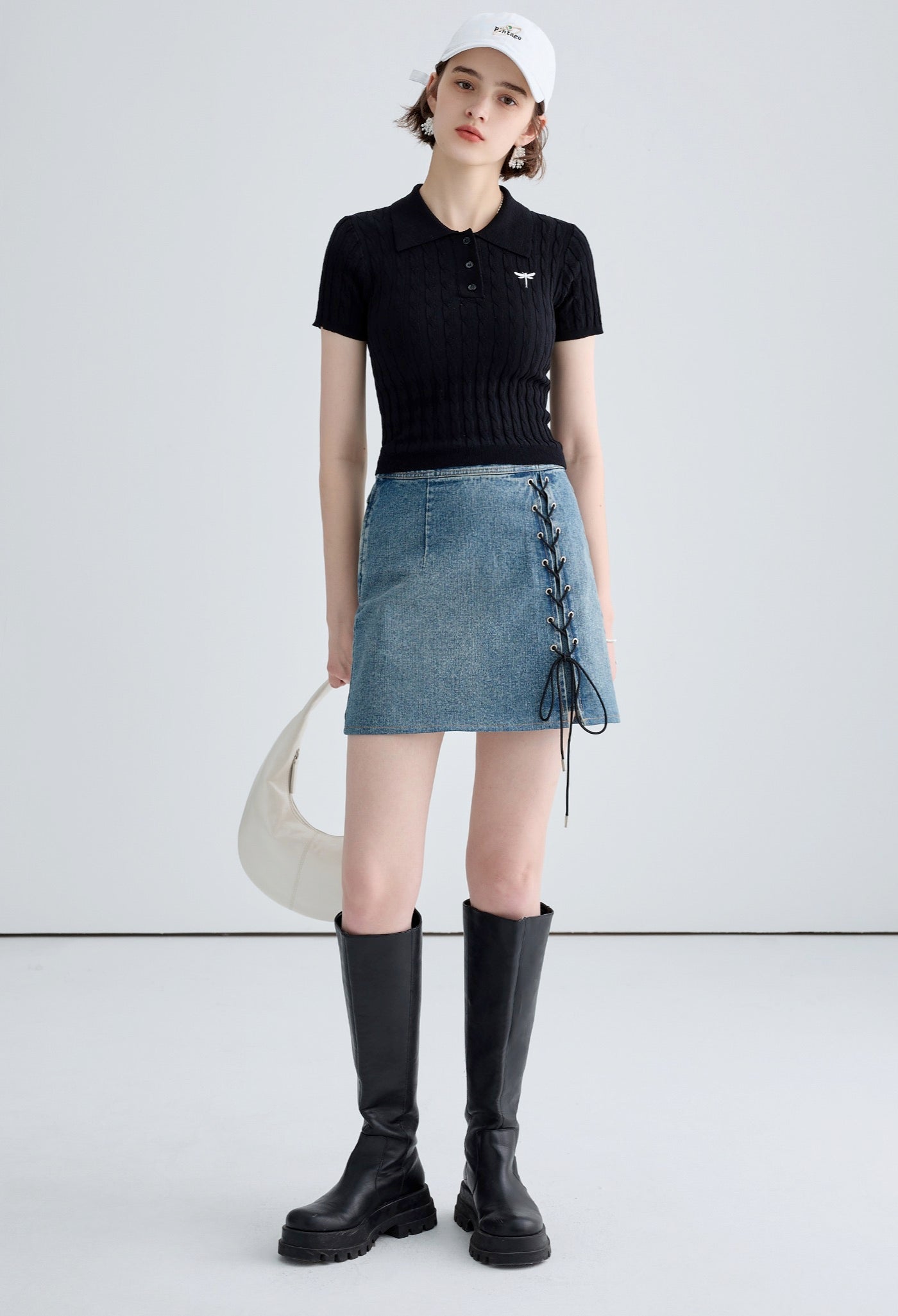 onepoint,knit,polo,black,simple,cute,cool,sexy