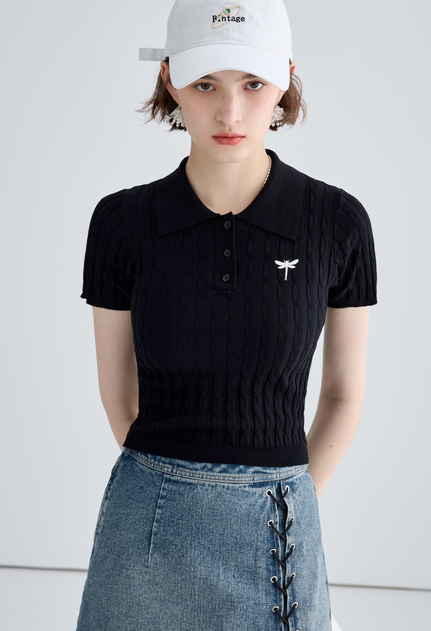 onepoint,knit,polo,black,simple,cute,cool,sexy