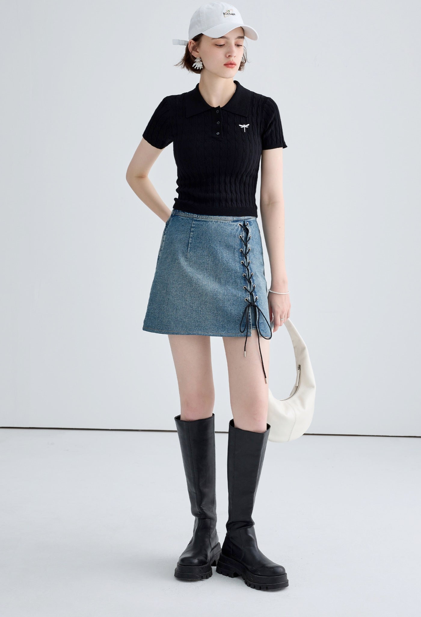 onepoint,knit,polo,black,simple,cute,cool,sexy