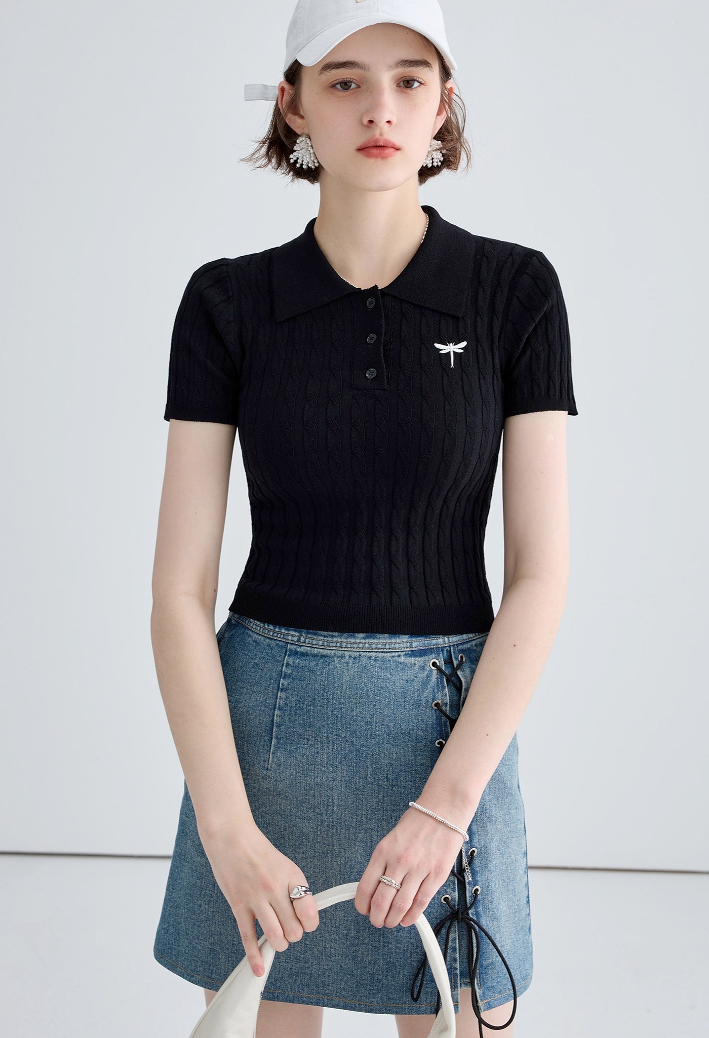 onepoint,knit,polo,black,simple,cute,cool,sexy
