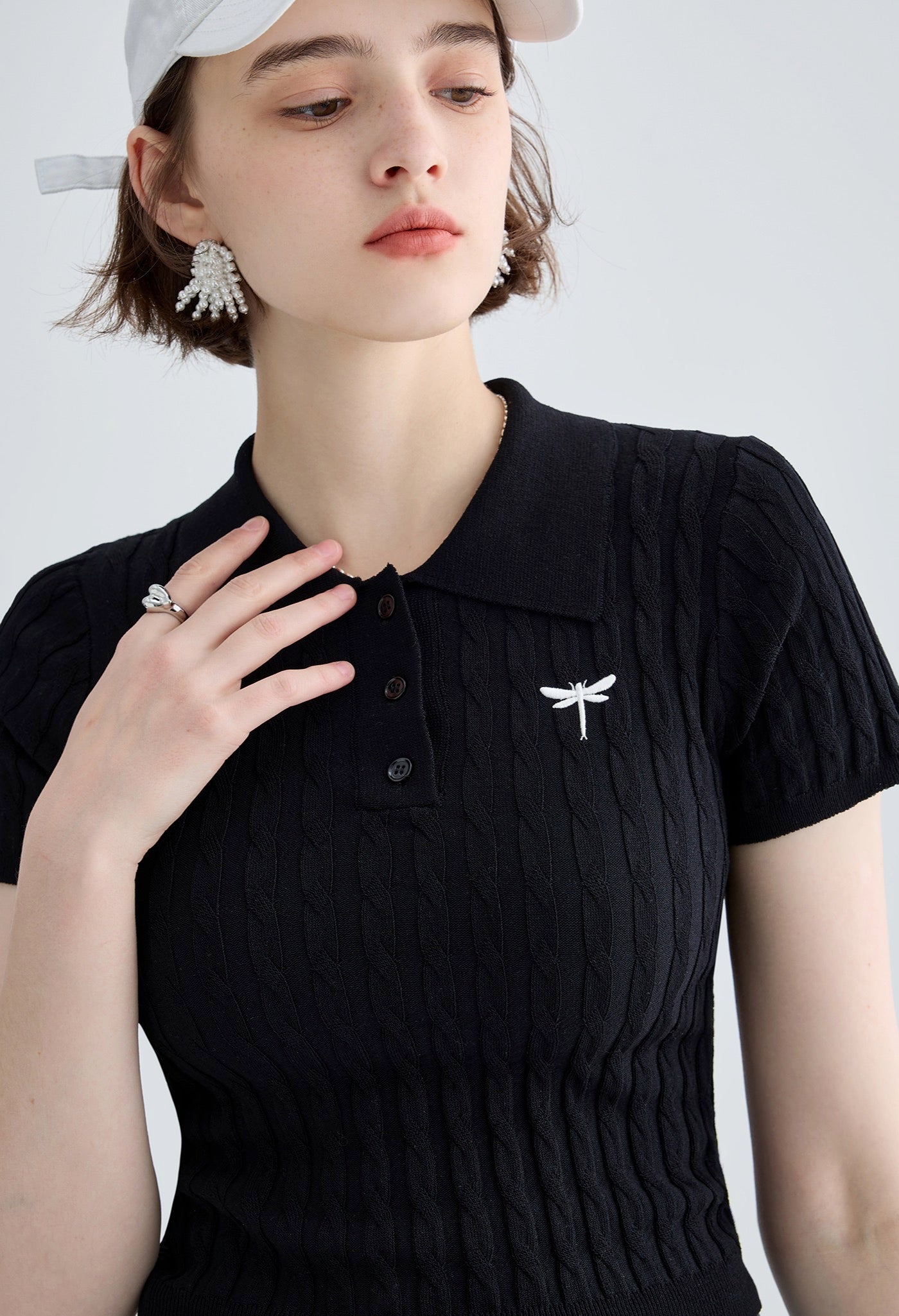 onepoint,knit,polo,black,simple,cute,cool,sexy