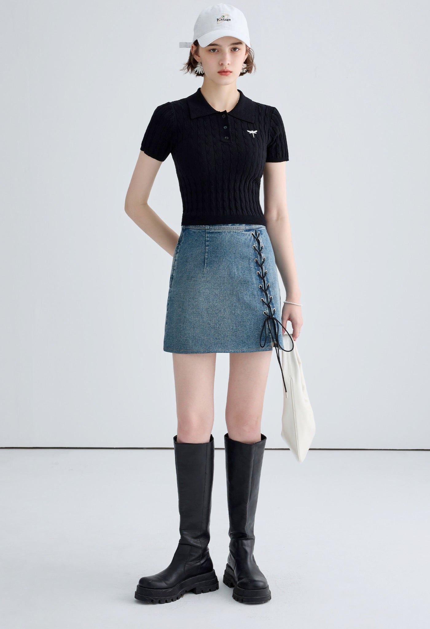 onepoint,knit,polo,black,simple,cute,cool,sexy