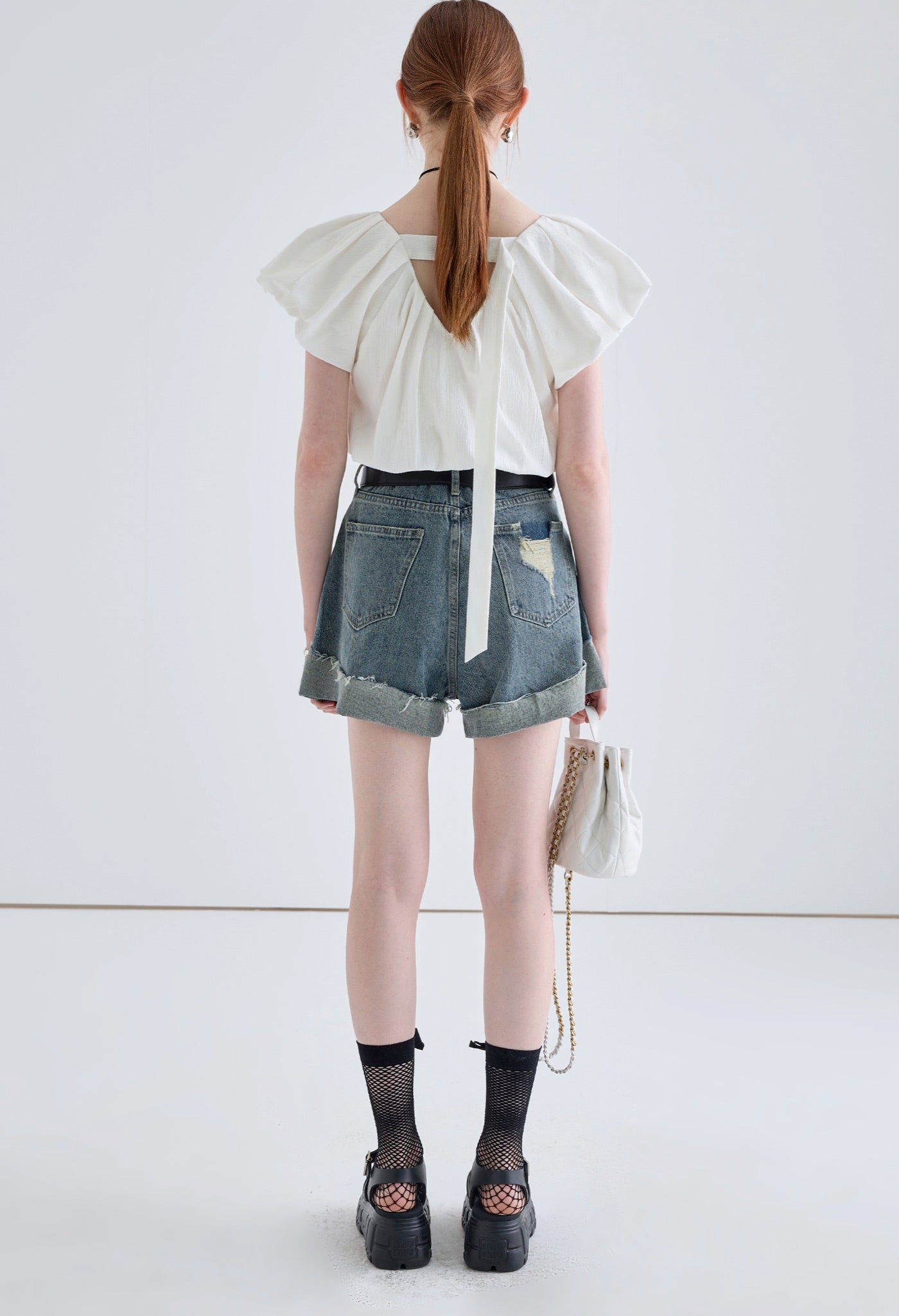 vneck,puff,sleeve,simple,cute,cool,sexy,modern,back