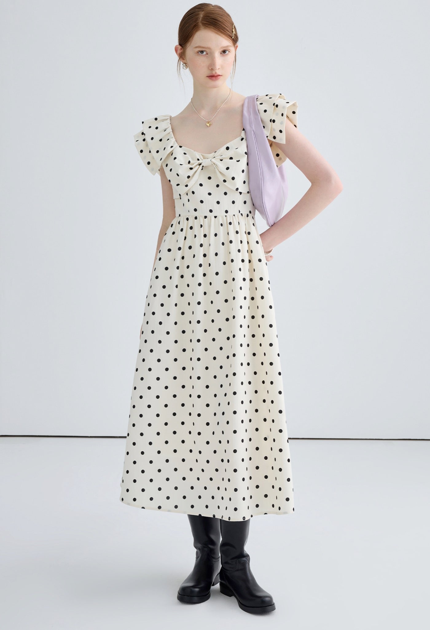 dot,ribbon,dress,white,black,cute,cool,simple,modern,sexy