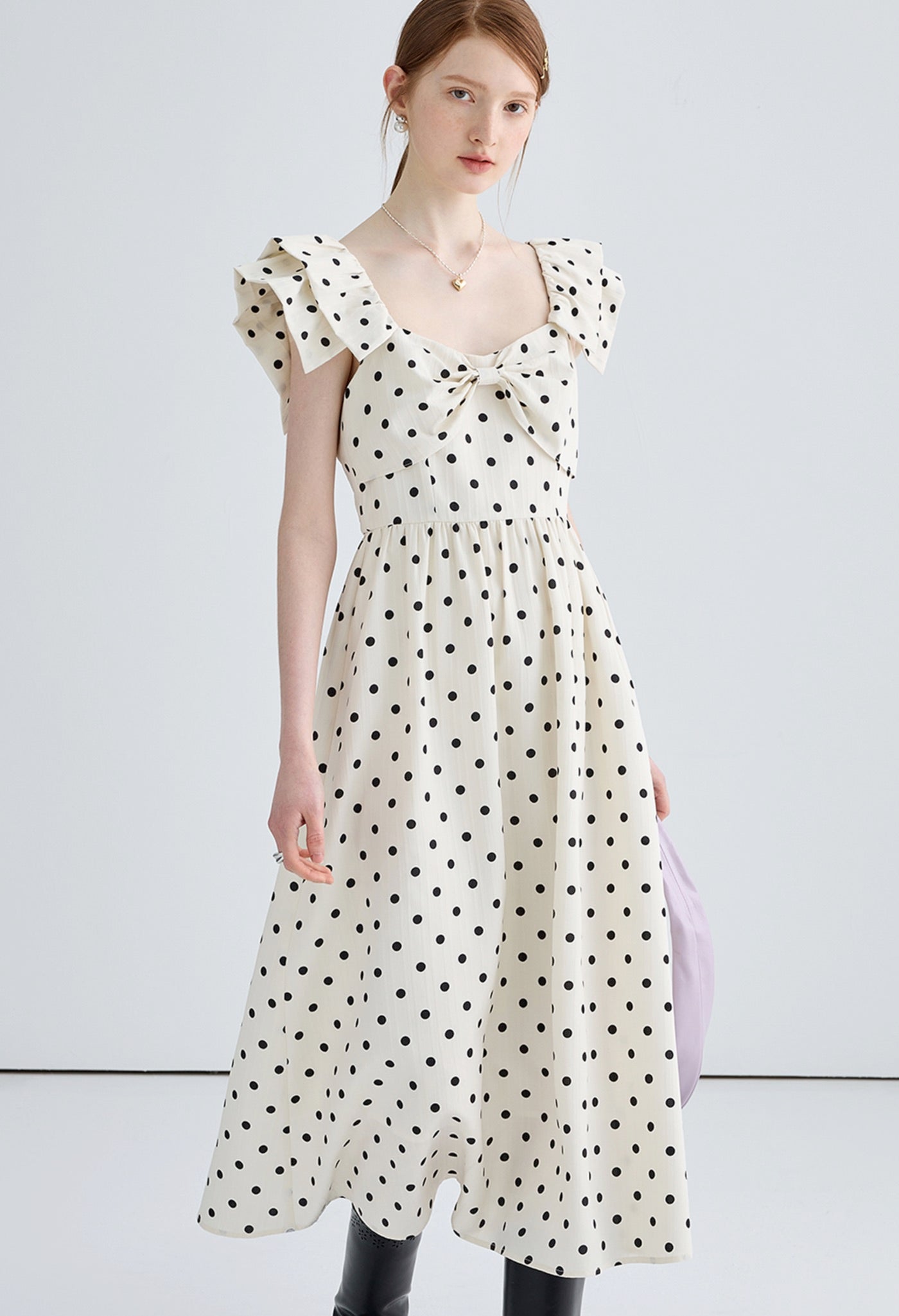 dot,ribbon,dress,white,black,cute,cool,simple,modern,sexy