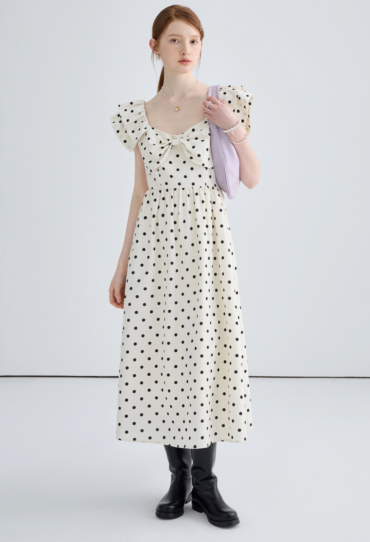 dot,ribbon,dress,white,black,cute,cool,simple,modern,sexy