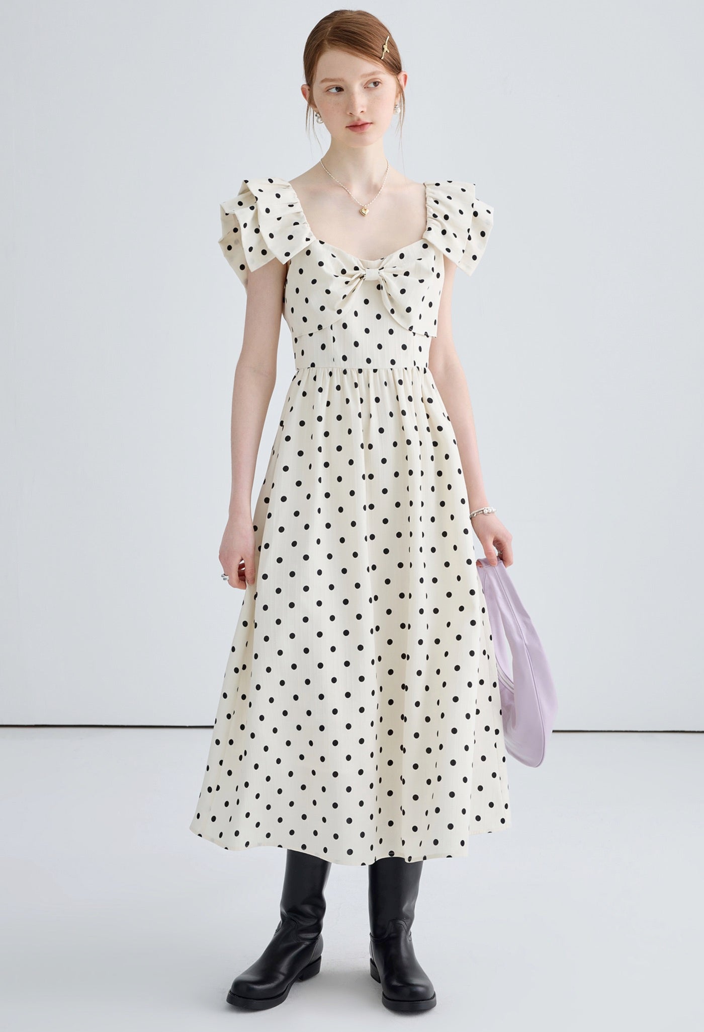 dot,ribbon,dress,white,black,cute,cool,simple,modern,sexy