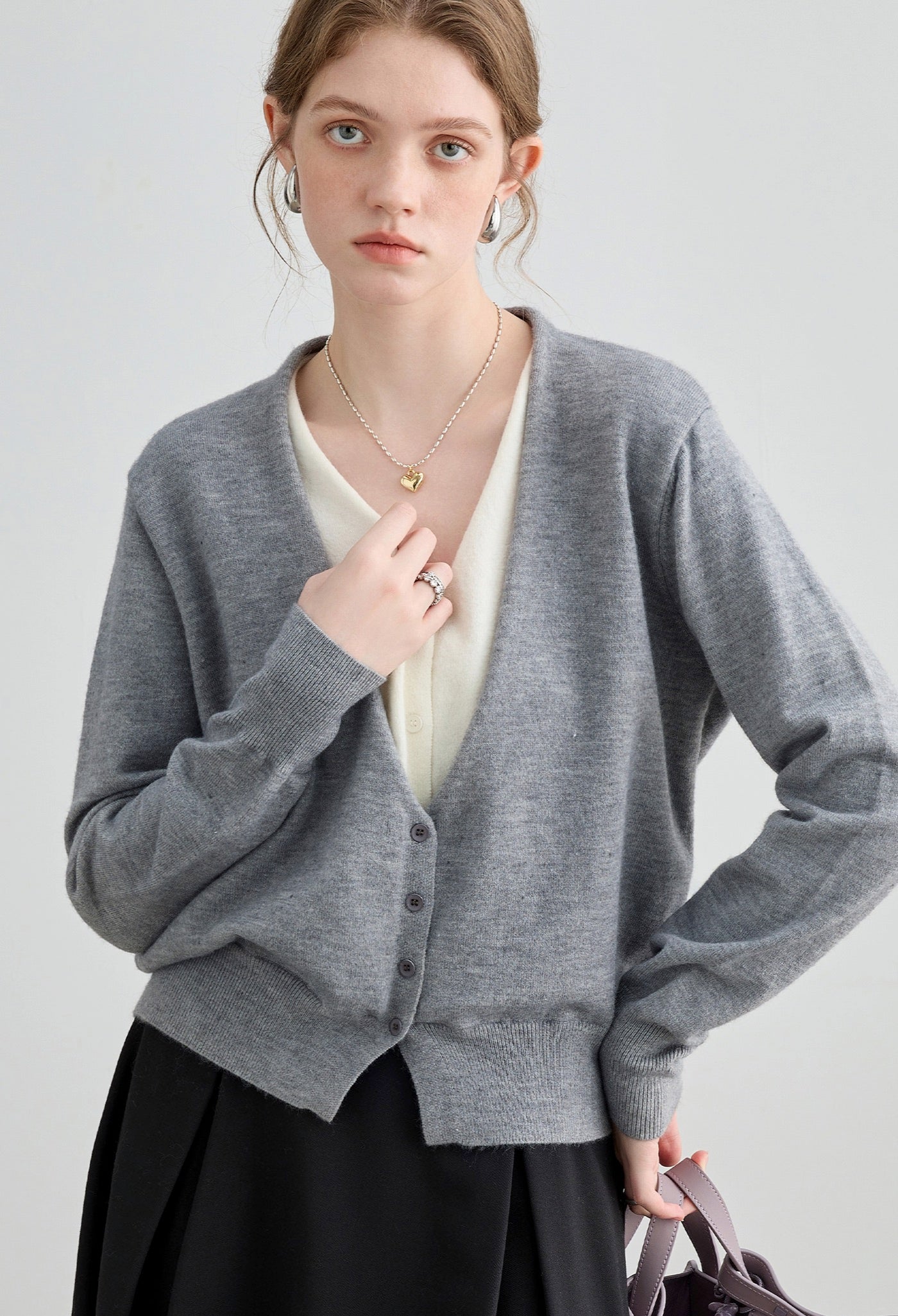 layered,cardigan,grey,white,cool,cute,sexy,monern