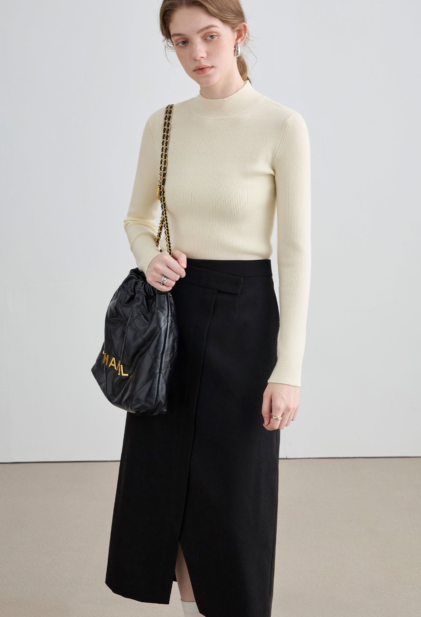 irregular,waist,slit,skirt,black,cute,cool,simple,sexy,modern,mode,