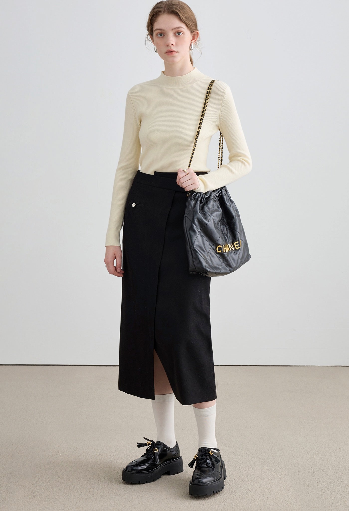 irregular,waist,slit,skirt,black,cute,cool,simple,sexy,modern,mode,