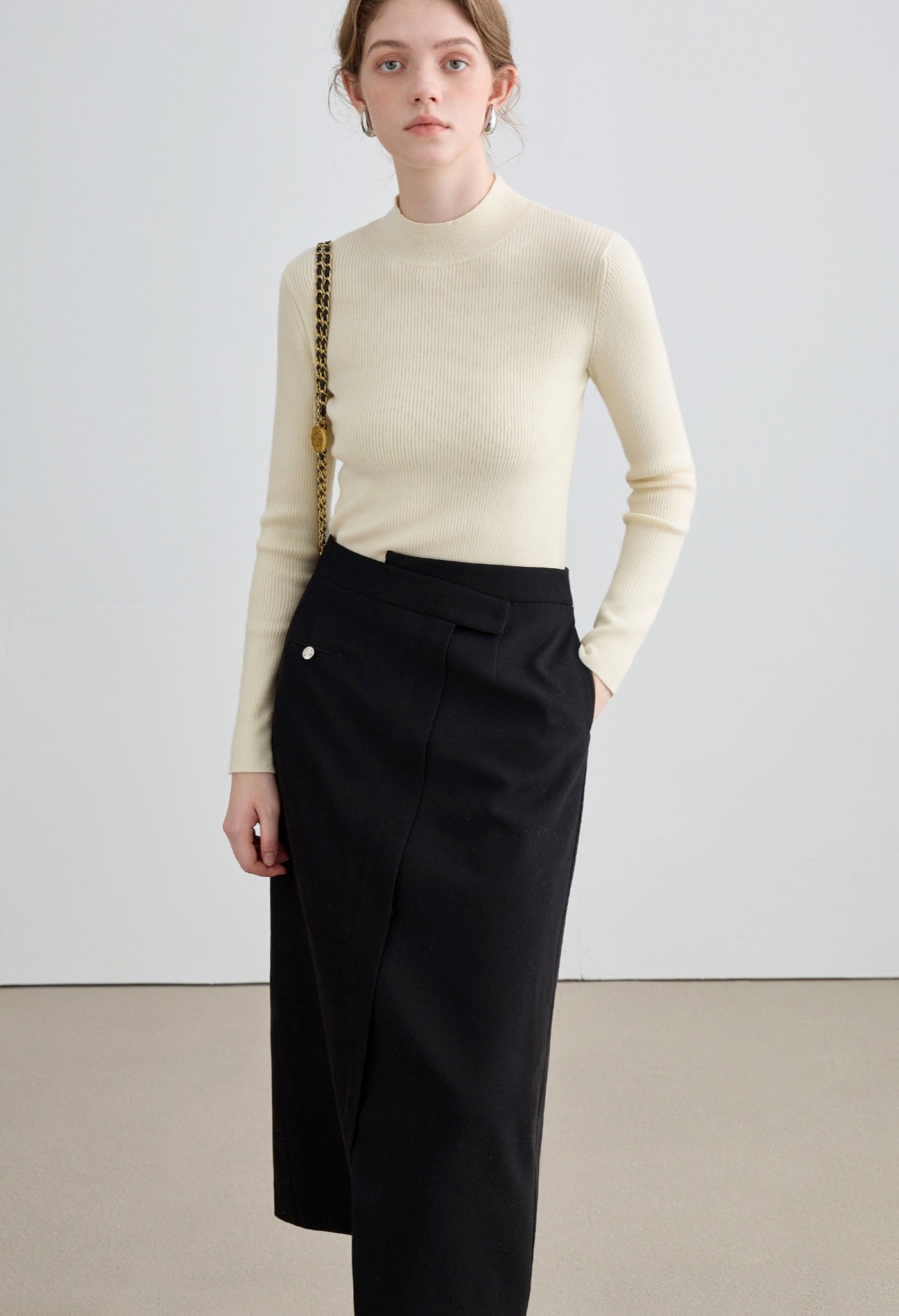 irregular,waist,slit,skirt,black,cute,cool,simple,sexy,modern,mode,