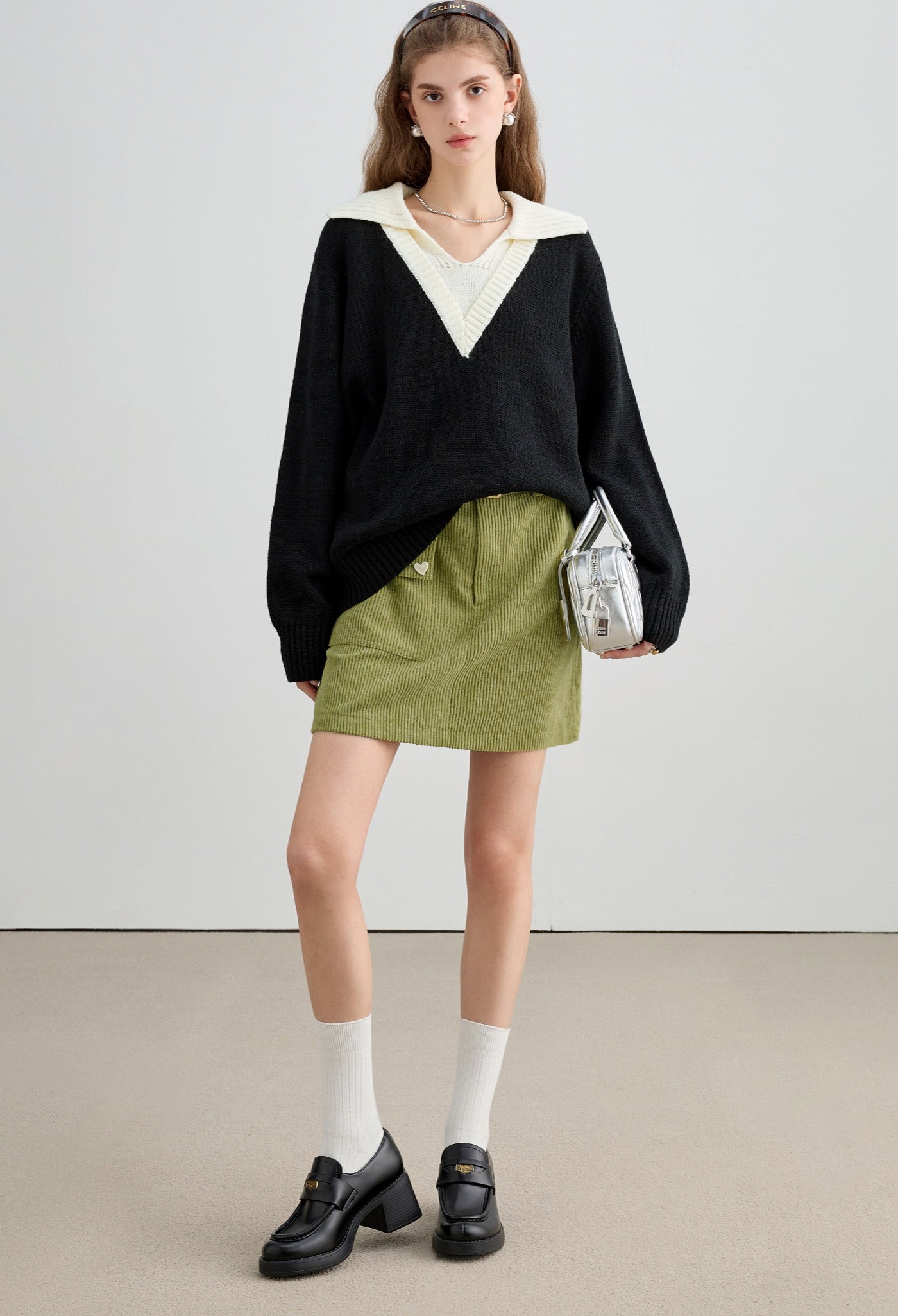 corduroy,aline,skirt.green,simple,cute,sexy,cool,modern,mode
