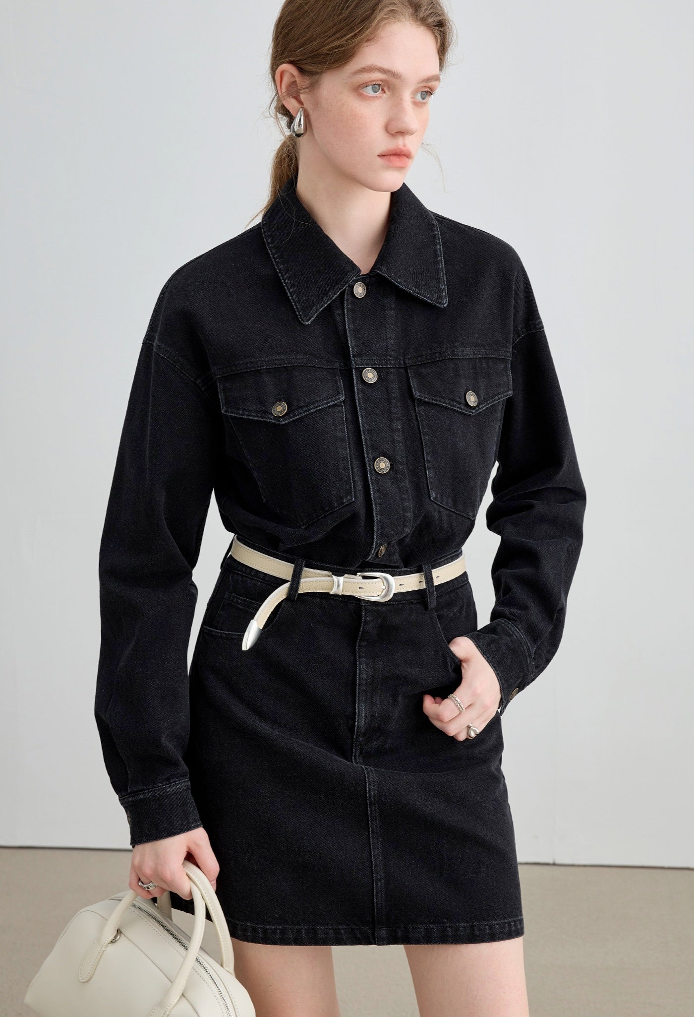 high,waisted,retro,denim,dress,blue,simple,cute,cool,sexy,modern,mode