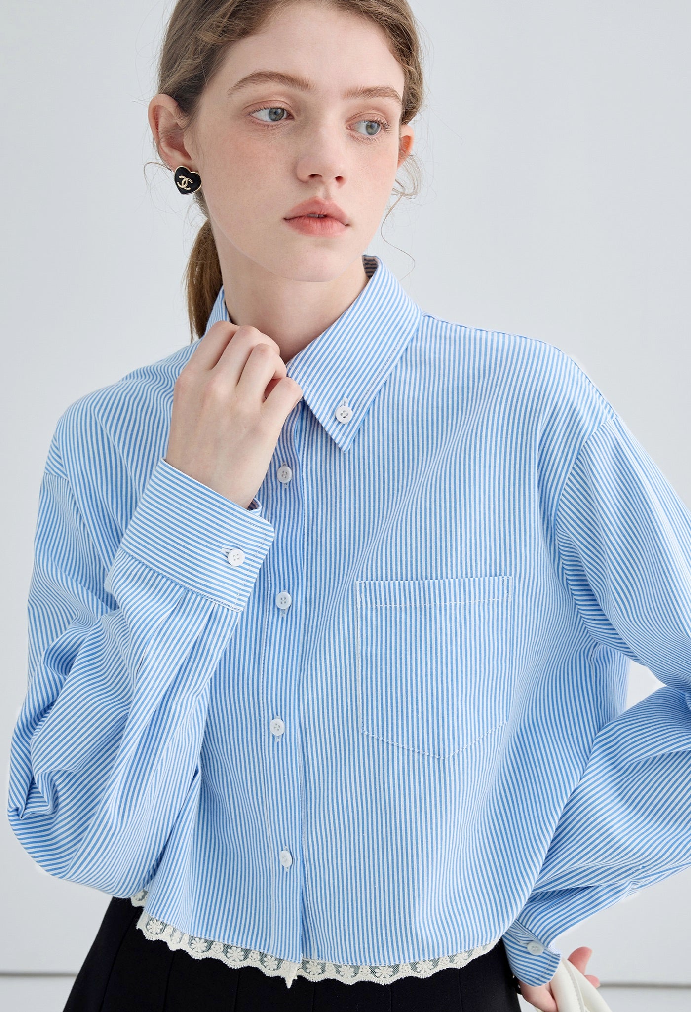 short,lace,striped,shirts,blue,cute,cool,sexy,modern,mode