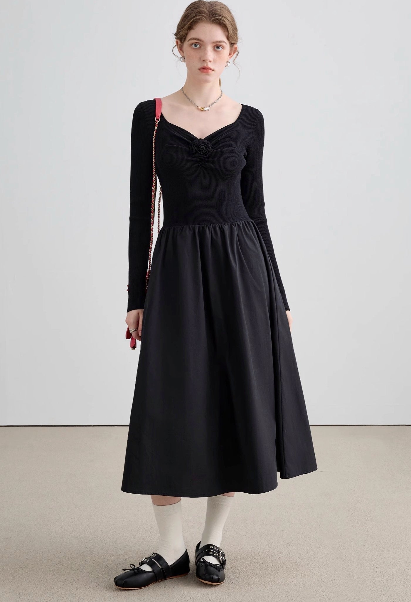 stitched,pleated,dress,black,simple,cool,cute,mode,sexy,modern