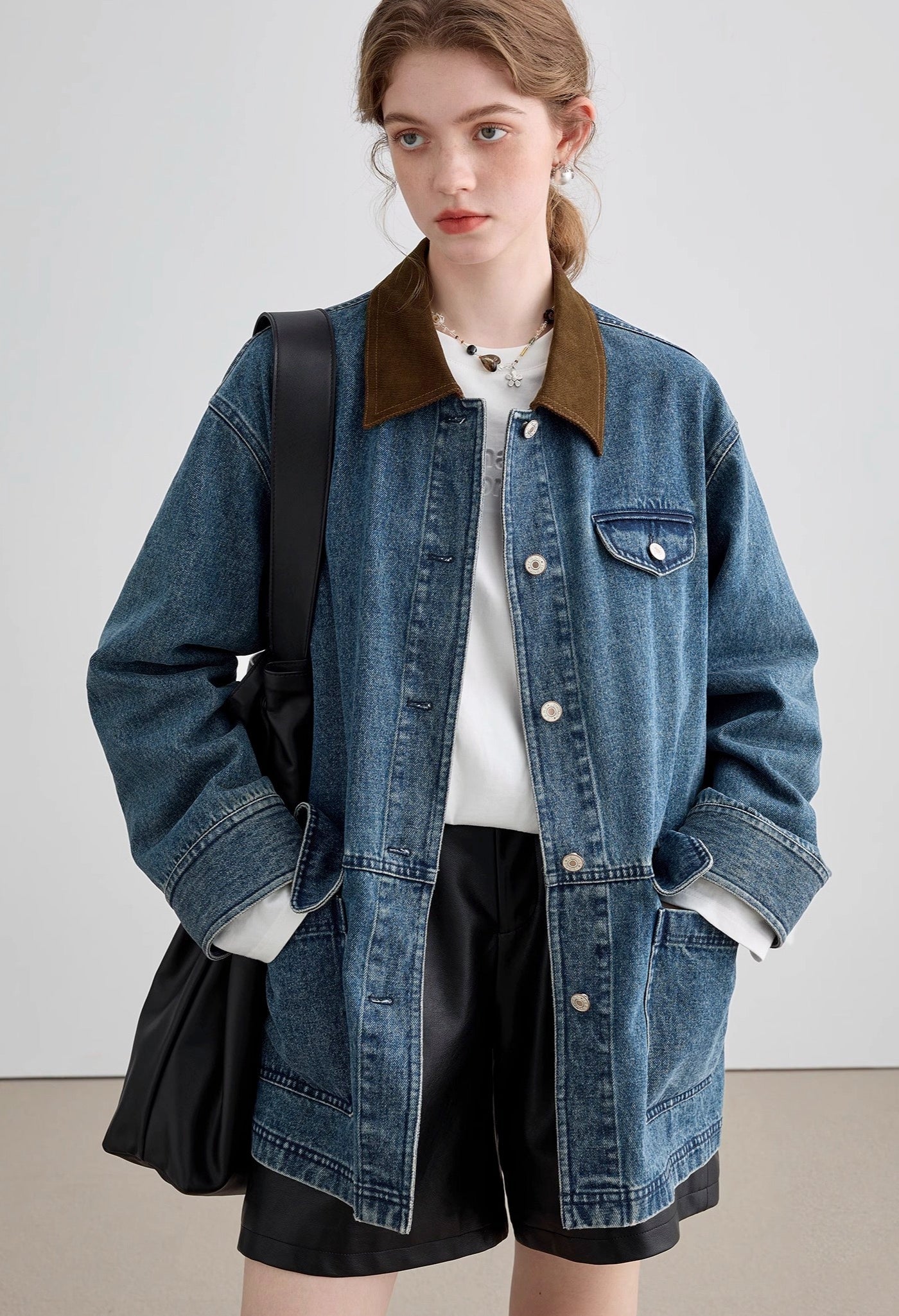 lapel,denim,jacket,blue,brown,simple,cute,cool,sexy,mode,modern