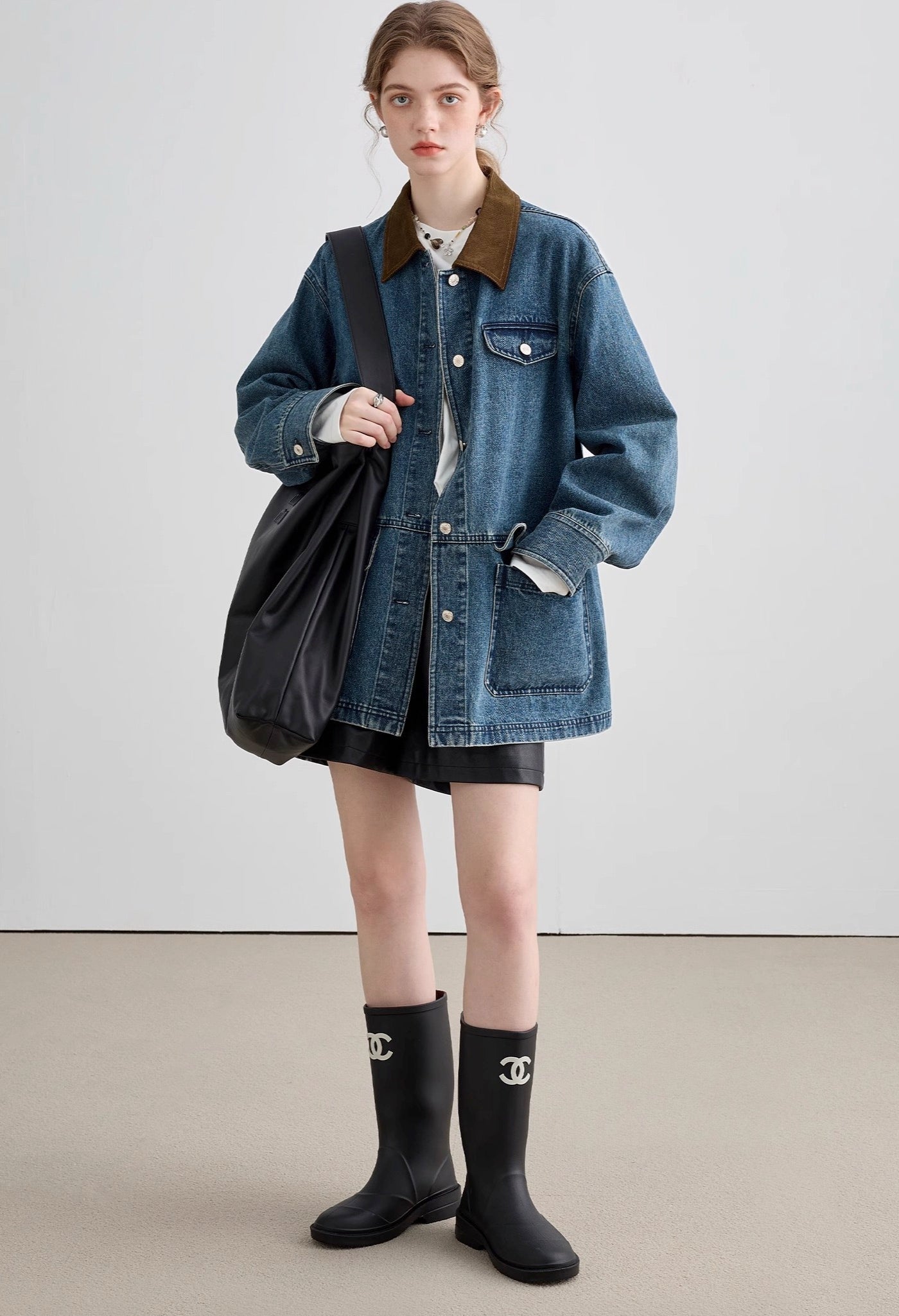 lapel,denim,jacket,blue,brown,simple,cute,cool,sexy,mode,modern