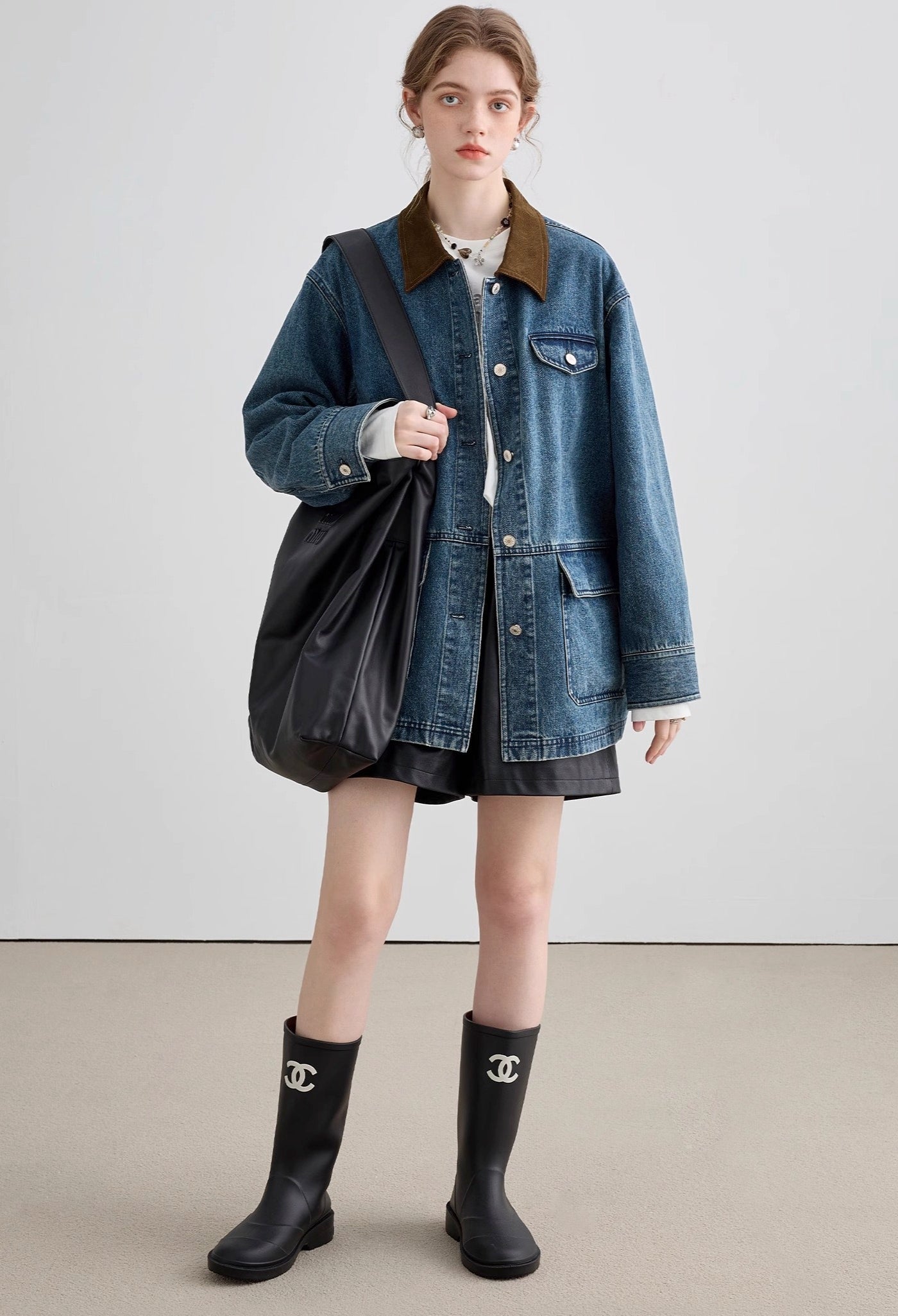lapel,denim,jacket,blue,brown,simple,cute,cool,sexy,mode,modern