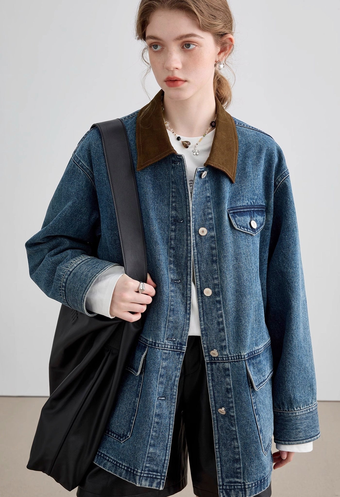 lapel,denim,jacket,blue,brown,simple,cute,cool,sexy,mode,modern