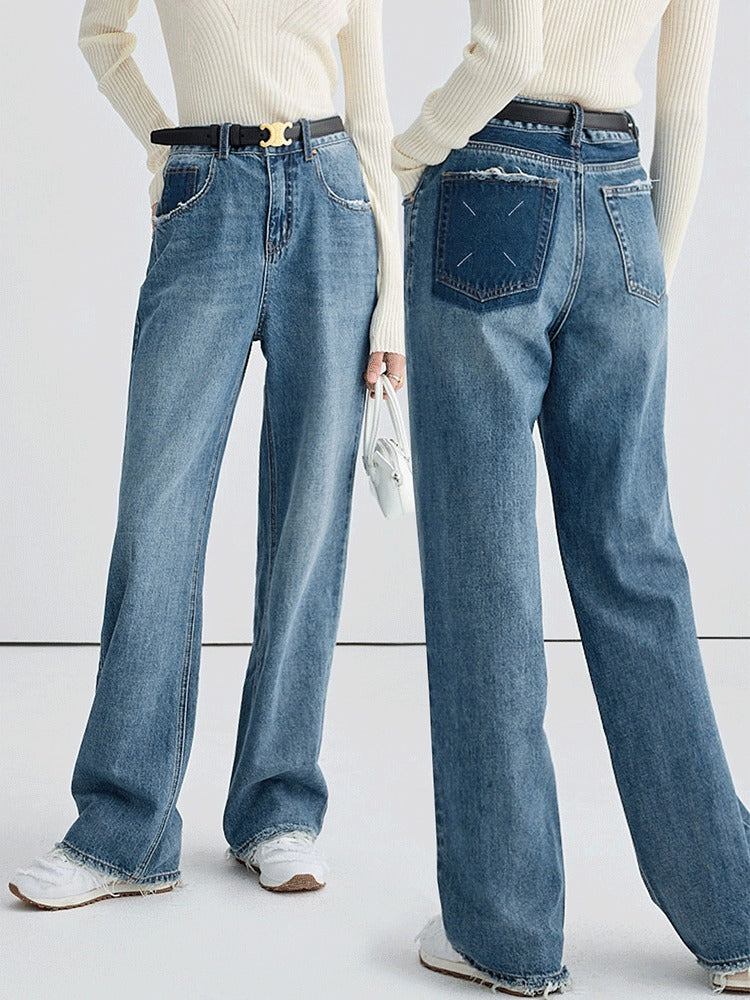 Straight,Jeans,WashJeans,Spring,Autumn,Loose,Slimming,WideLeg,Pants,,simple,cool,cute,mode,sexy,modern
