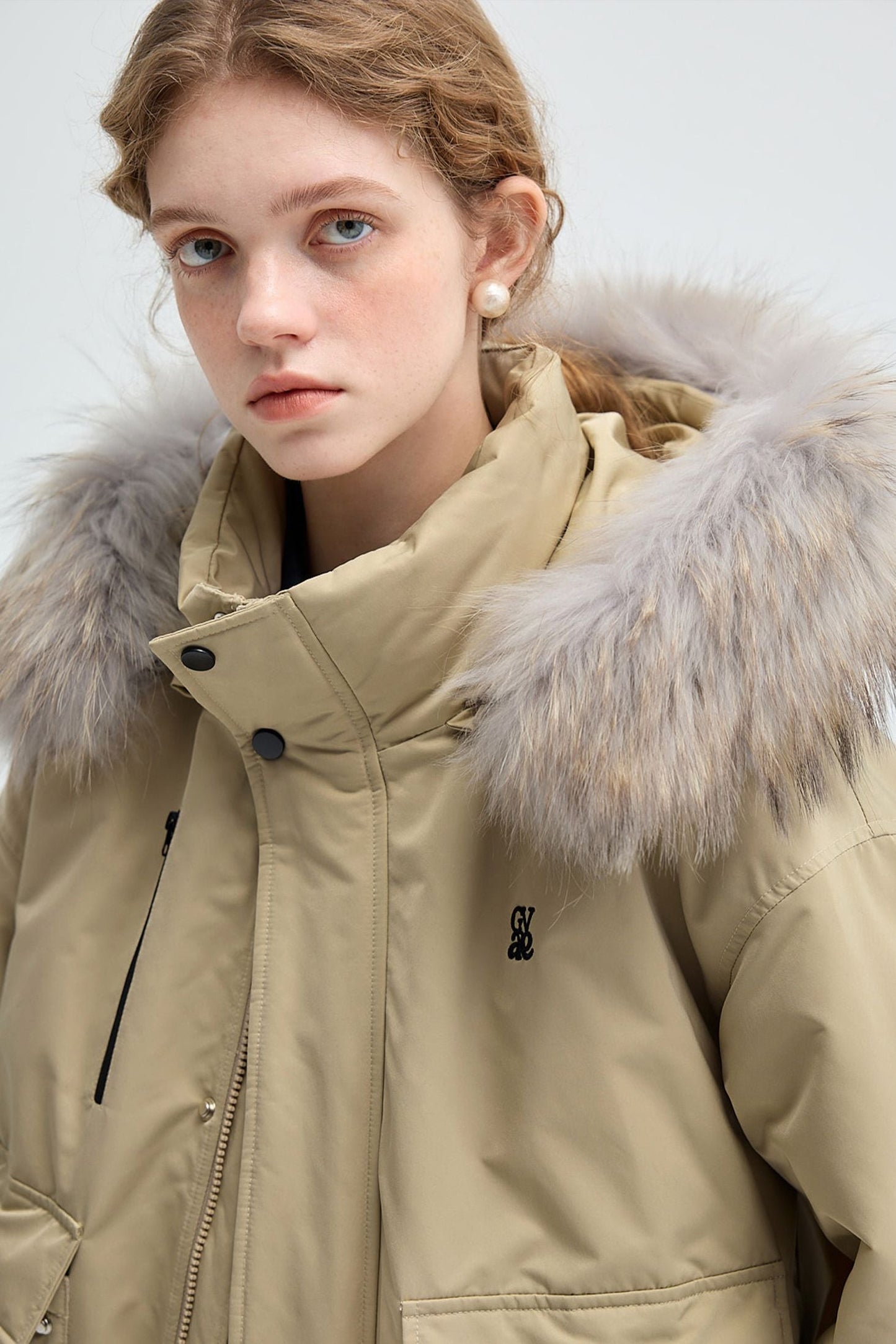 pink,beige,detachable,collared,parker,down,simple,cool,cute,mode,sexy,modern