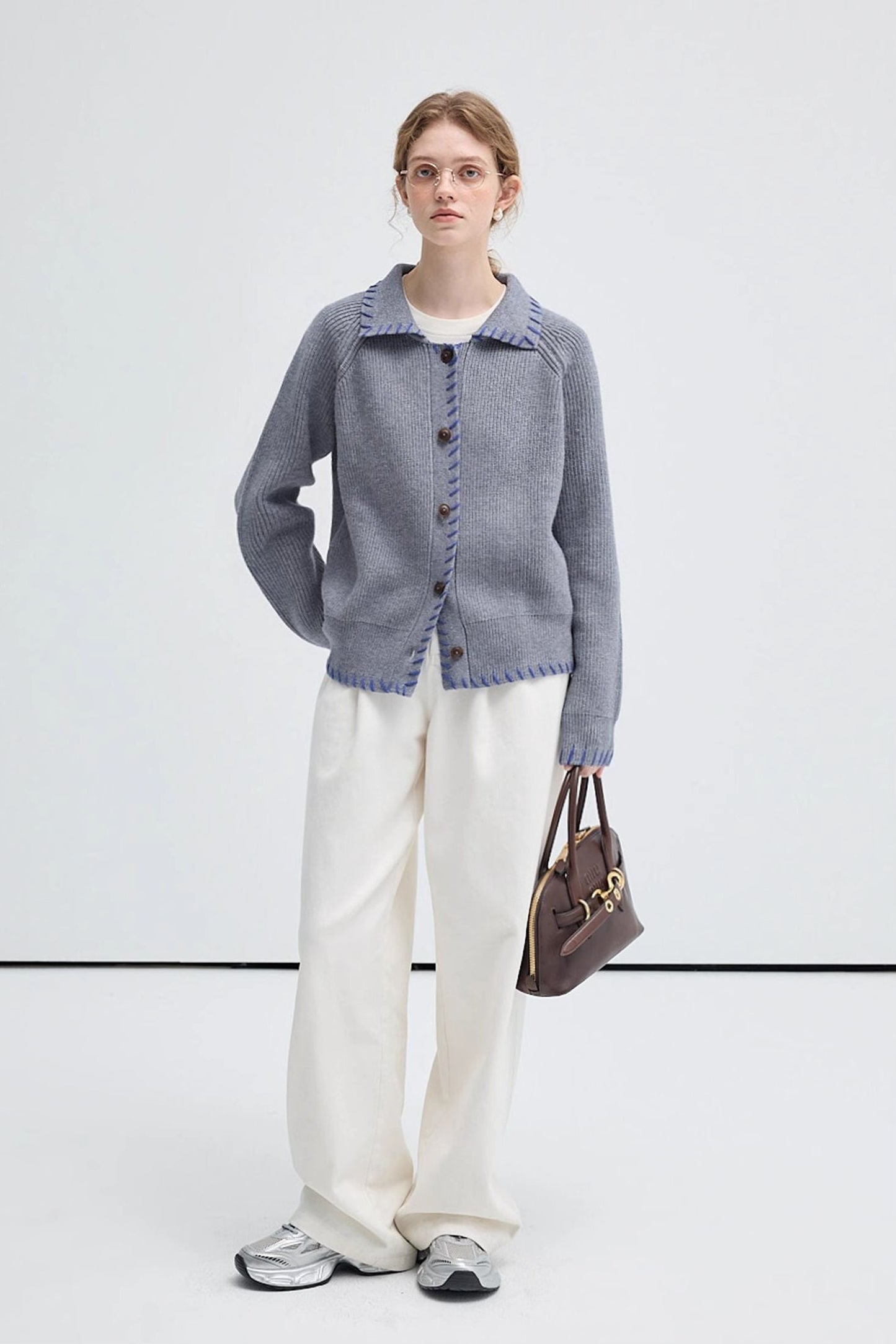 design,contrasting,standup,collar,knit,gray,white,simple,cool,cute,mode,sexy,modern