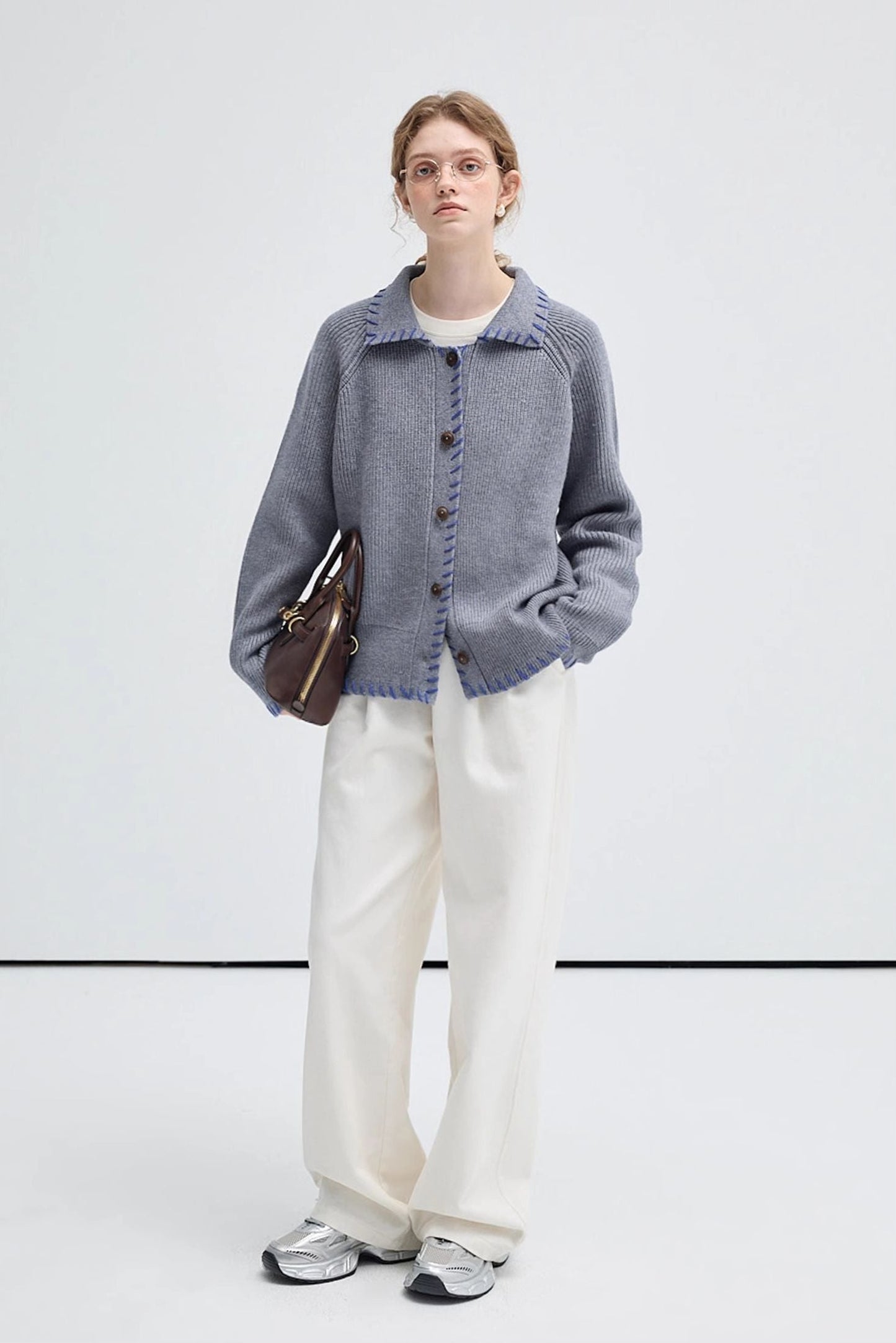 design,contrasting,standup,collar,knit,gray,white,simple,cool,cute,mode,sexy,modern