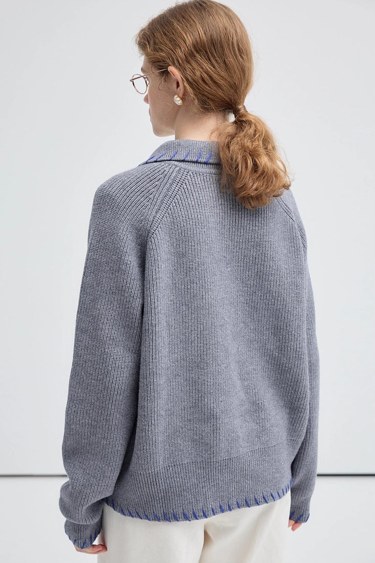 design,contrasting,standup,collar,knit,gray,white,simple,cool,cute,mode,sexy,modern