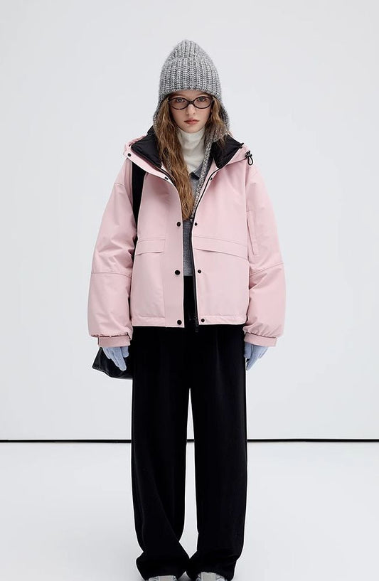 contrast,color,stand,collar,down,jacket,simple,cool,cute,mode,sexy,modern