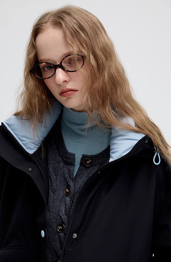 contrast,color,stand,collar,down,jacket,simple,cool,cute,mode,sexy,modern