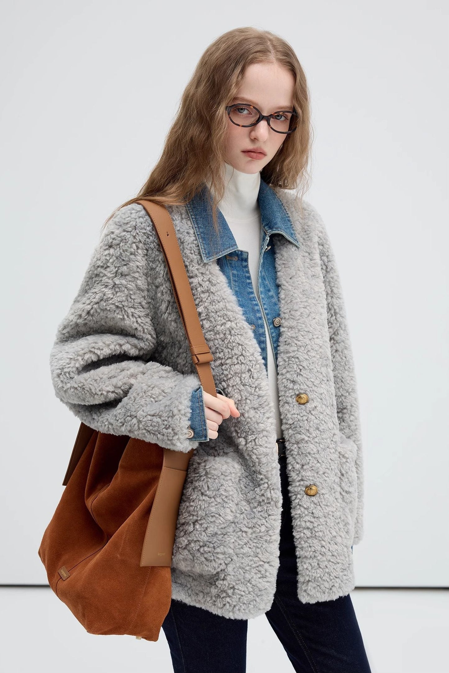 two,fake,denim,patchwork,coats,gray,simple,cool,cute,mode,sexy,modern
