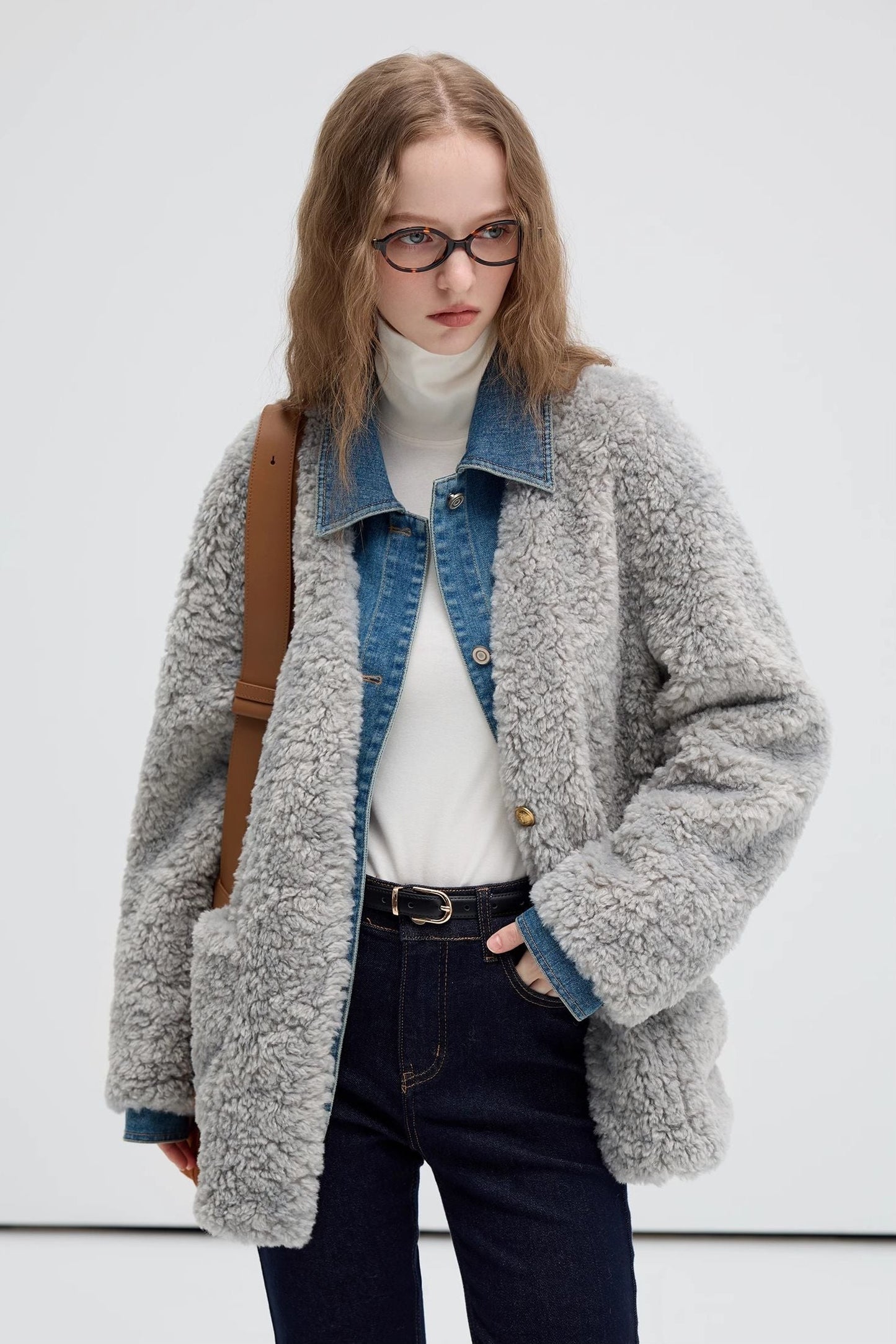 two,fake,denim,patchwork,coats,gray,simple,cool,cute,mode,sexy,modern