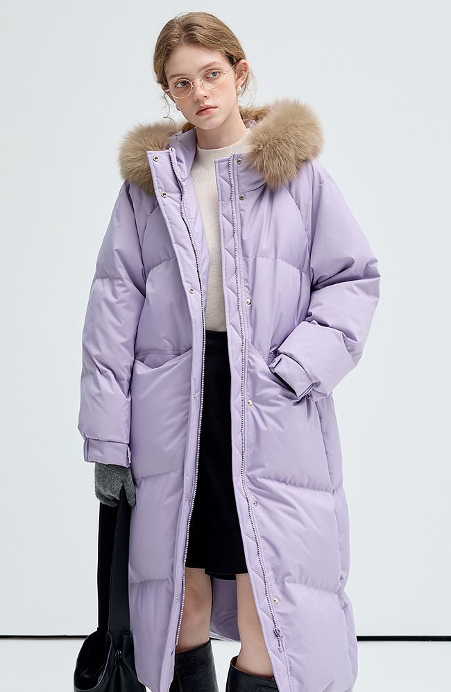 yellow,purple,fox,far,collar,down,jacket,simple,cool,cute,mode,sexy,modern