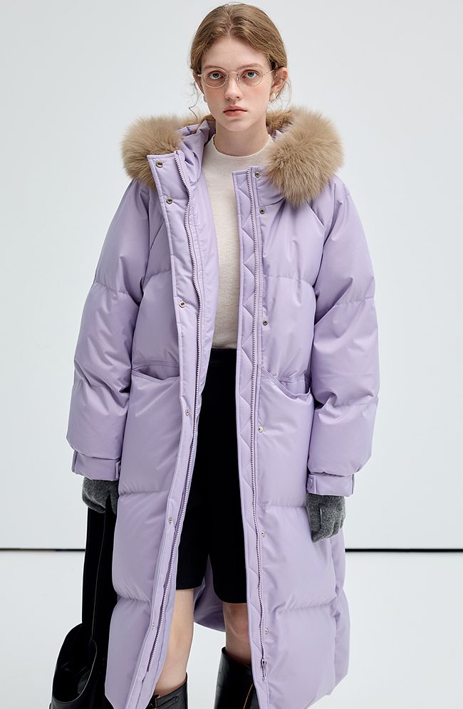 yellow,purple,fox,far,collar,down,jacket,simple,cool,cute,mode,sexy,modern