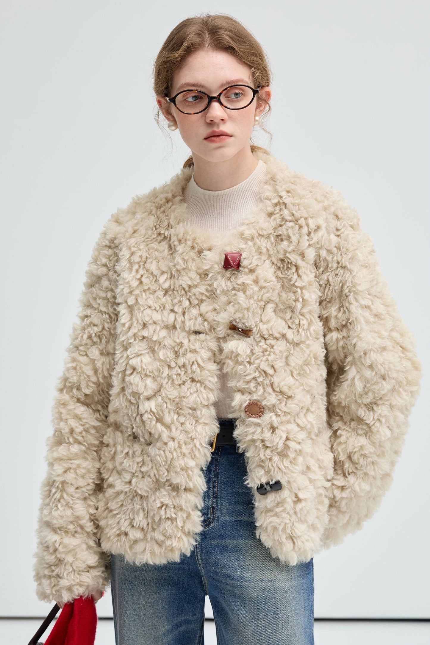 beige,imitation,Tuscan,sheep's,curly,plush,fur,coat,simple,cool,cute,mode,sexy,modern