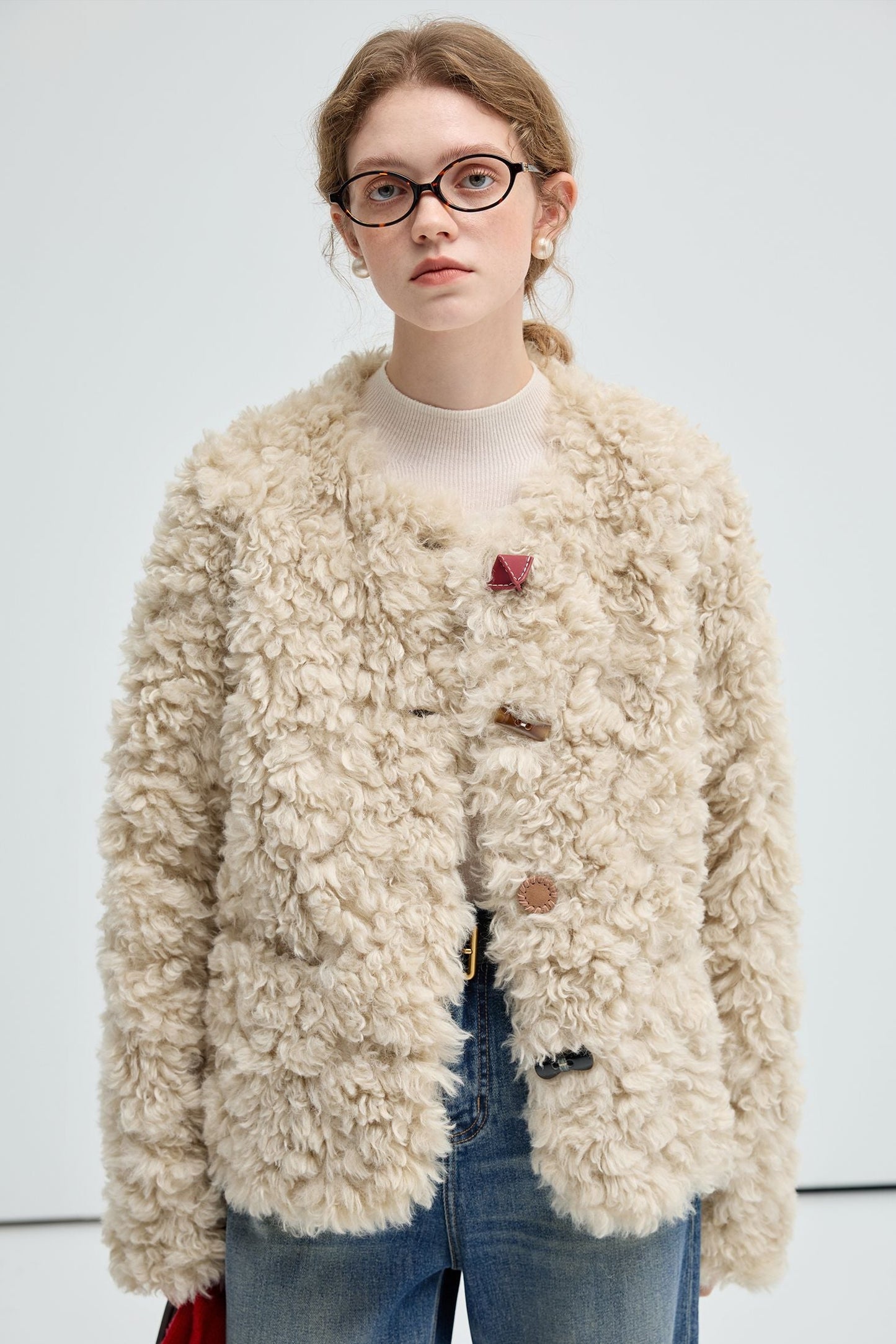 beige,imitation,Tuscan,sheep's,curly,plush,fur,coat,simple,cool,cute,mode,sexy,modern