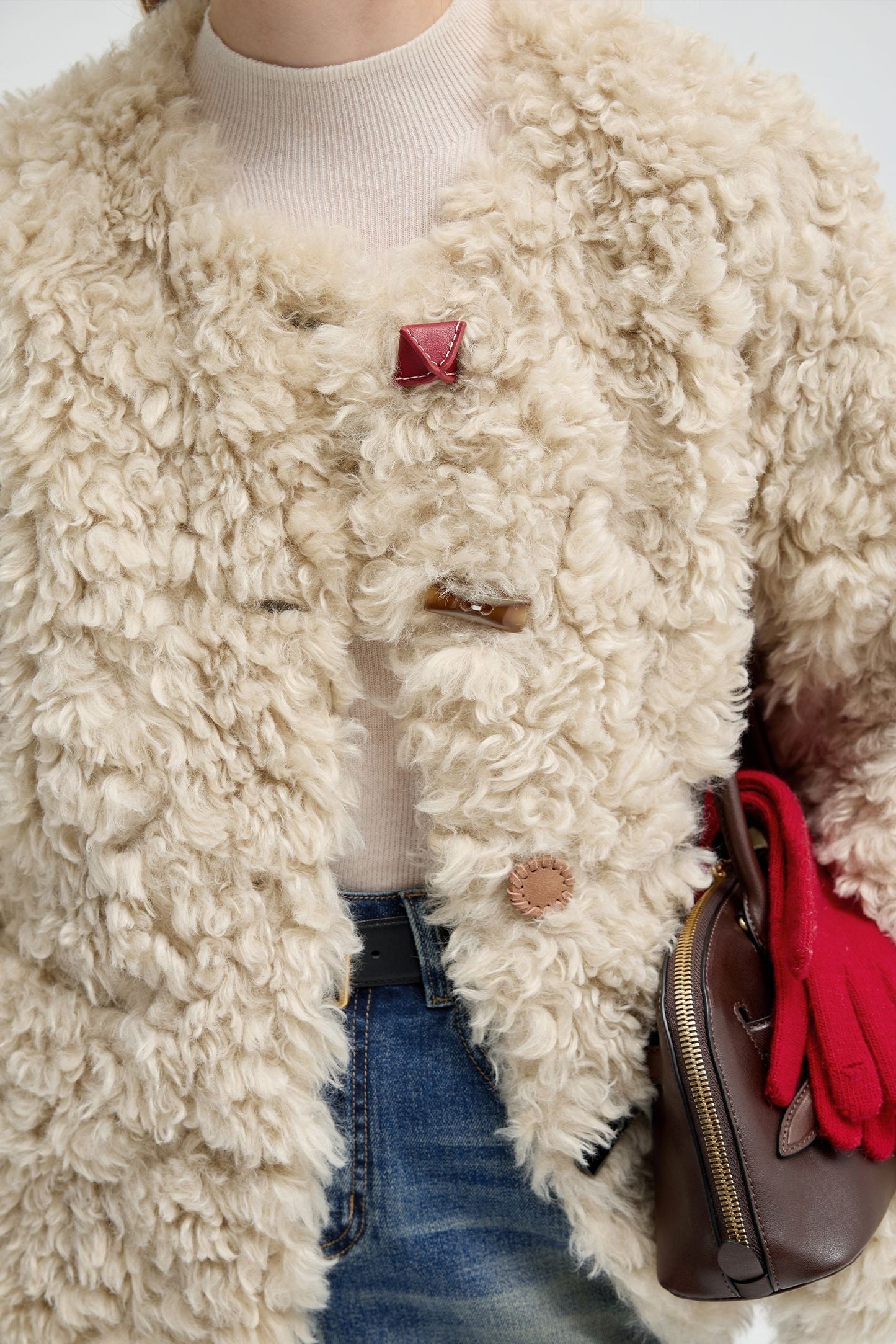 beige,imitation,Tuscan,sheep's,curly,plush,fur,coat,simple,cool,cute,mode,sexy,modern