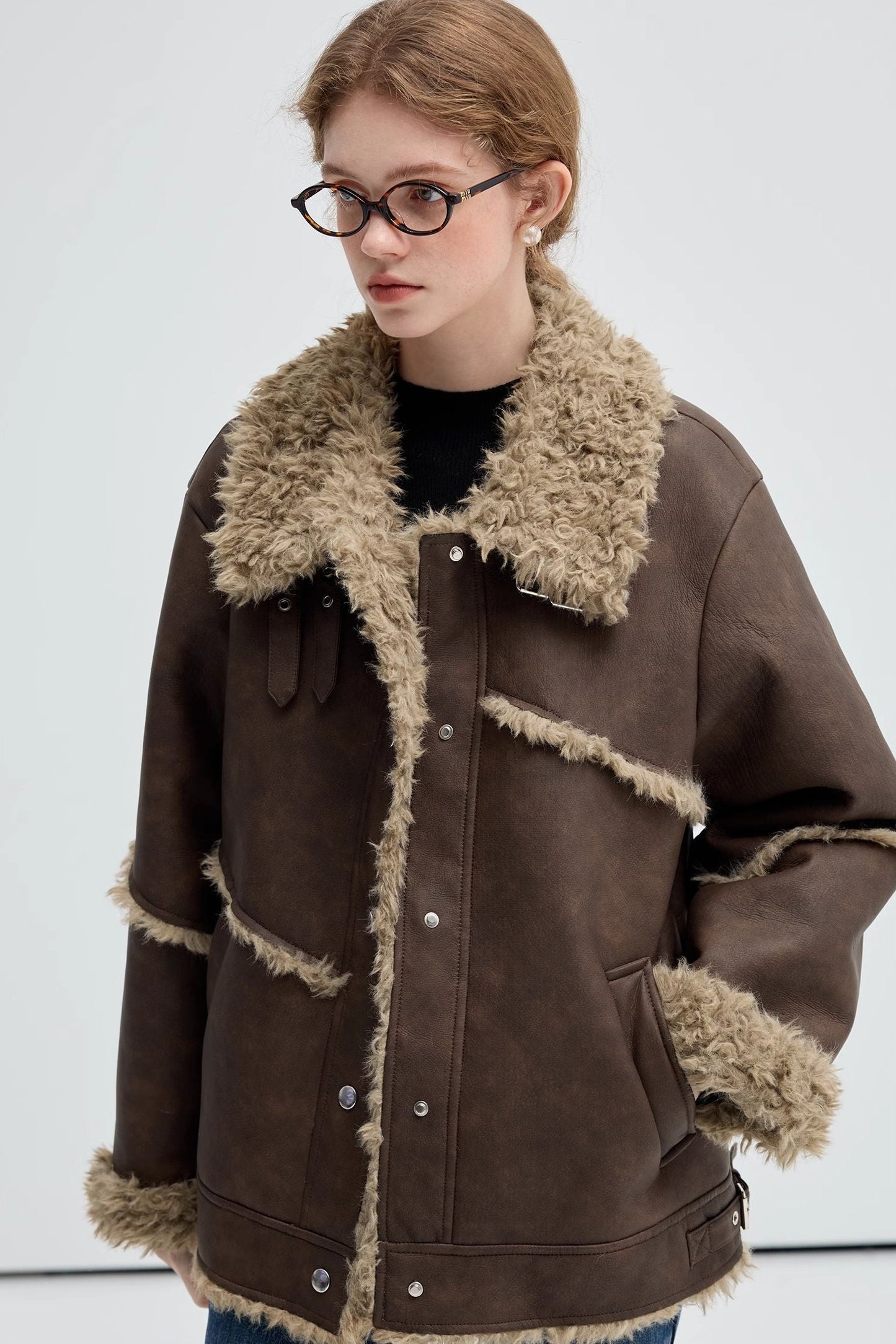 melad,fur,one,piece,coat,jacket,brown,warm,simple,cool,cute,mode,sexy,modern