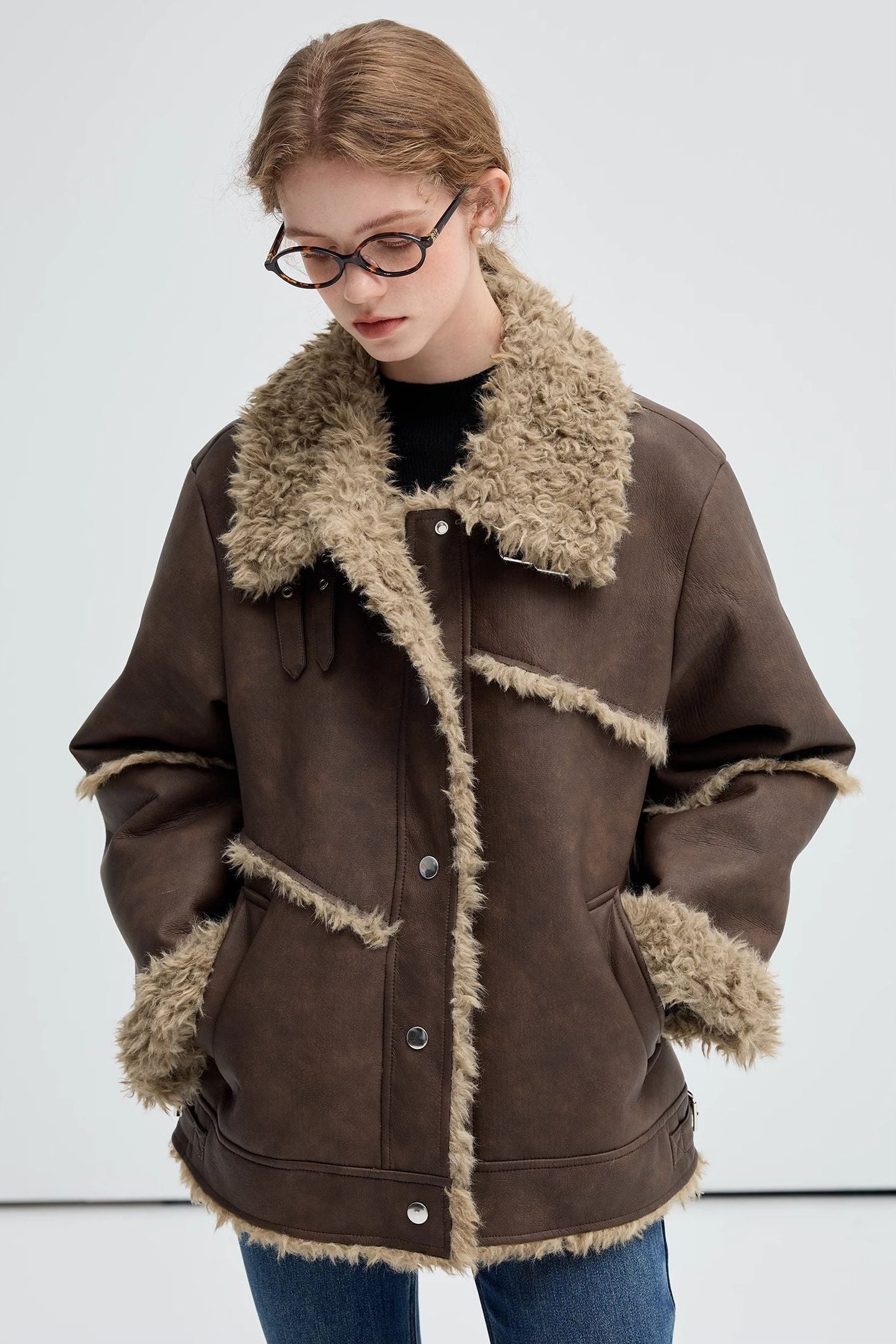 melad,fur,one,piece,coat,jacket,brown,warm,simple,cool,cute,mode,sexy,modern