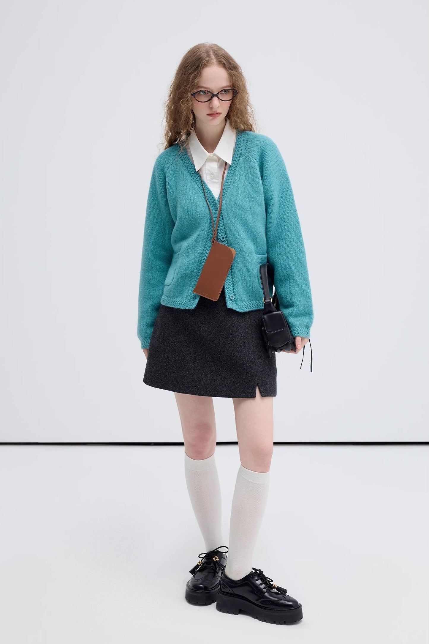 high,waisted,a,line,woolen,short,skirt,black,warm,simple,cool,cute,mode,sexy,modern