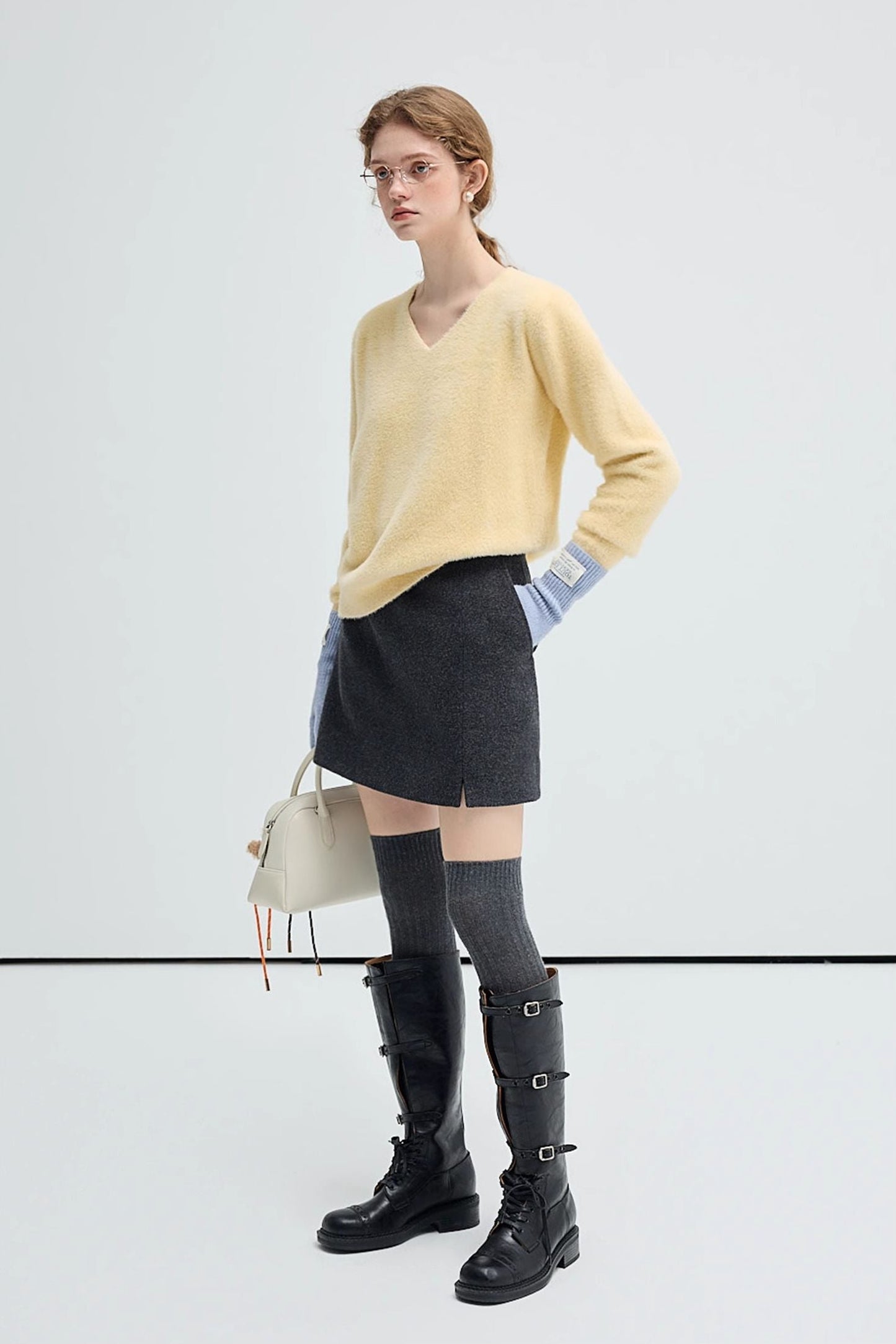 high,waisted,a,line,woolen,short,skirt,black,warm,simple,cool,cute,mode,sexy,modern