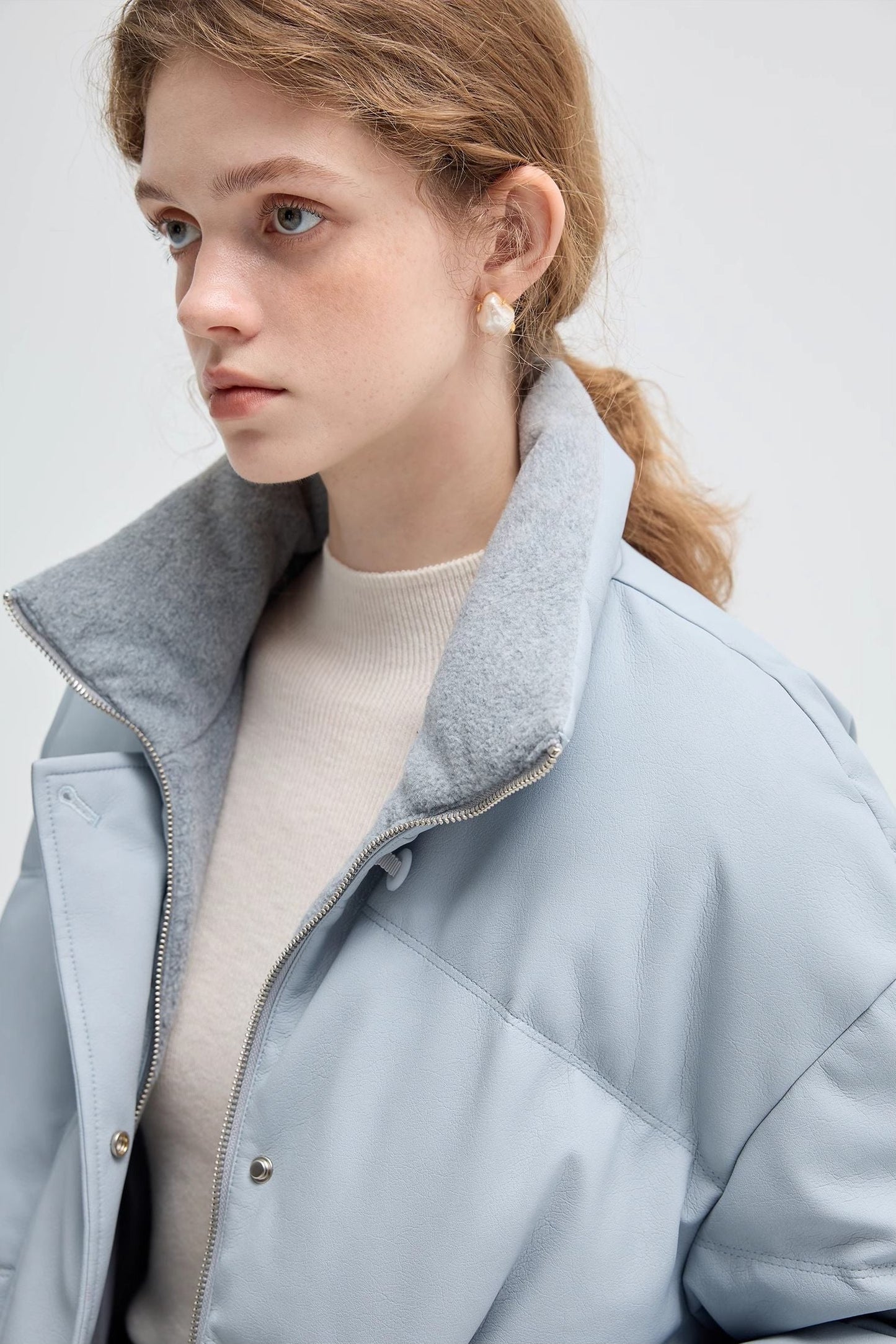 pu,leather,down,jacket,blue,winter,warm,simple,cool,cute,mode,sexy,modern