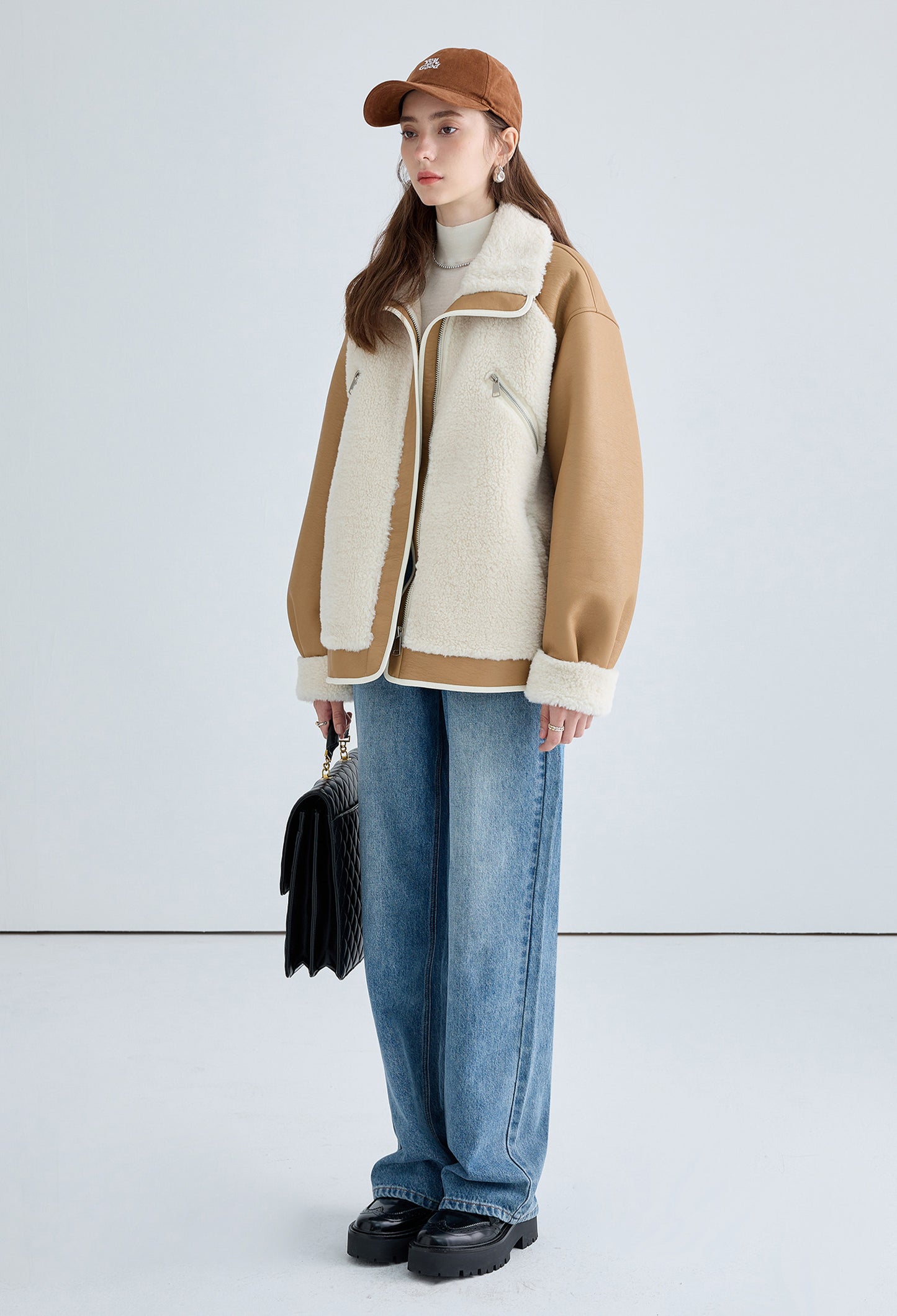 fur,blouson,camel,cool,simple,mode,sexy,cute
